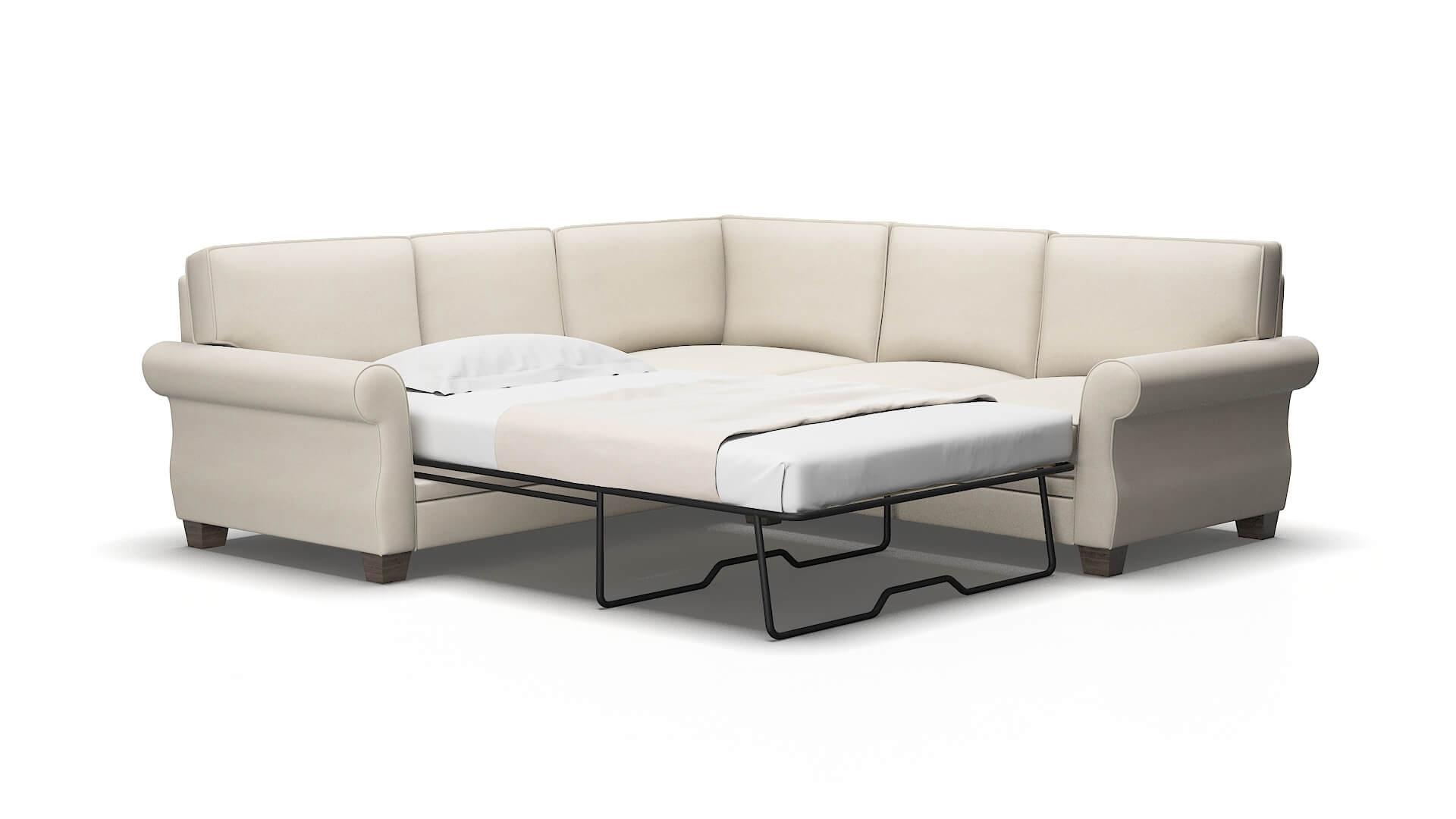 Rome Malibu Linen Sectional Sleeper Espresso legs 2