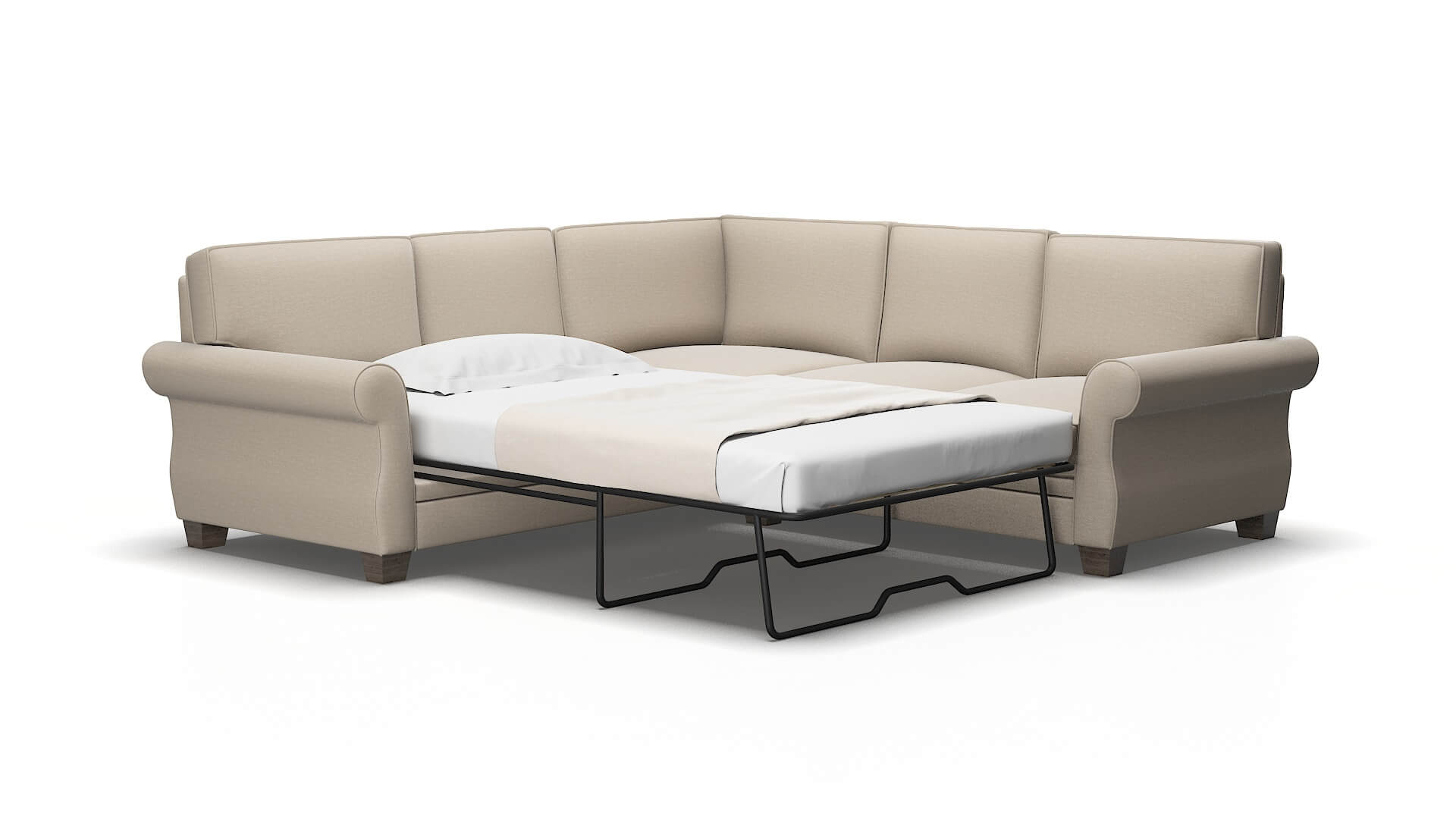 Rome Oscar linen Sectional sleeper Espresso Legs  2