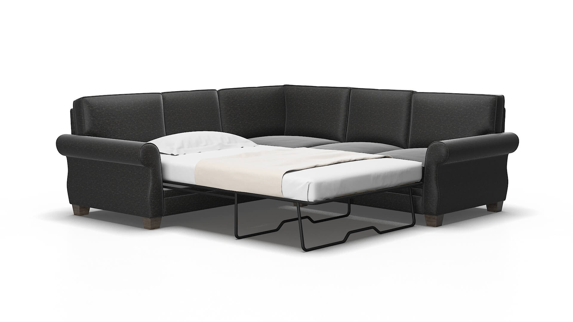 Rome Phoenix Charcoal Sectional Sleeper espresso legs 2