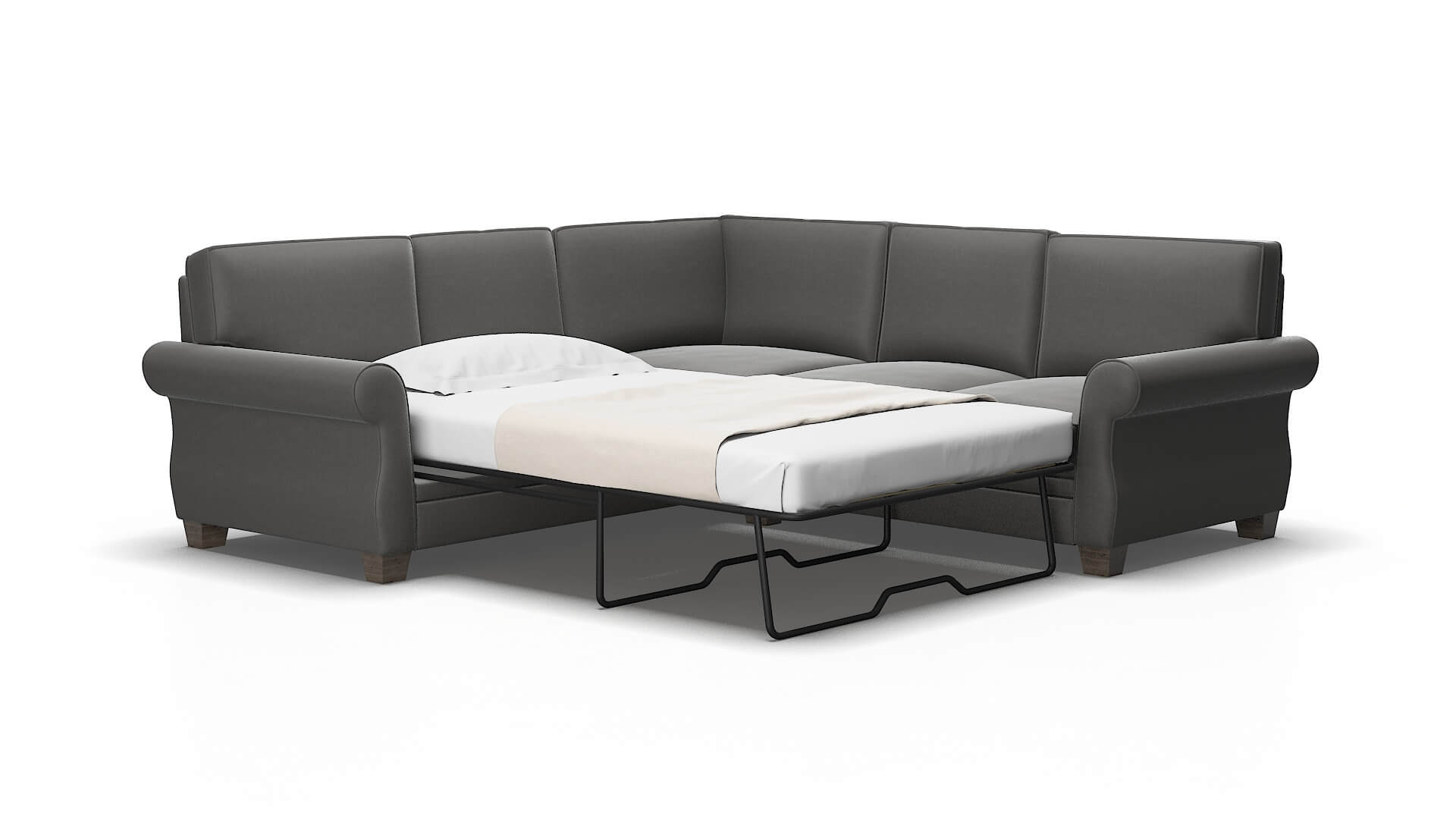 Rome Rocket Charcoal Sectional Sleeper Espresso legs 2