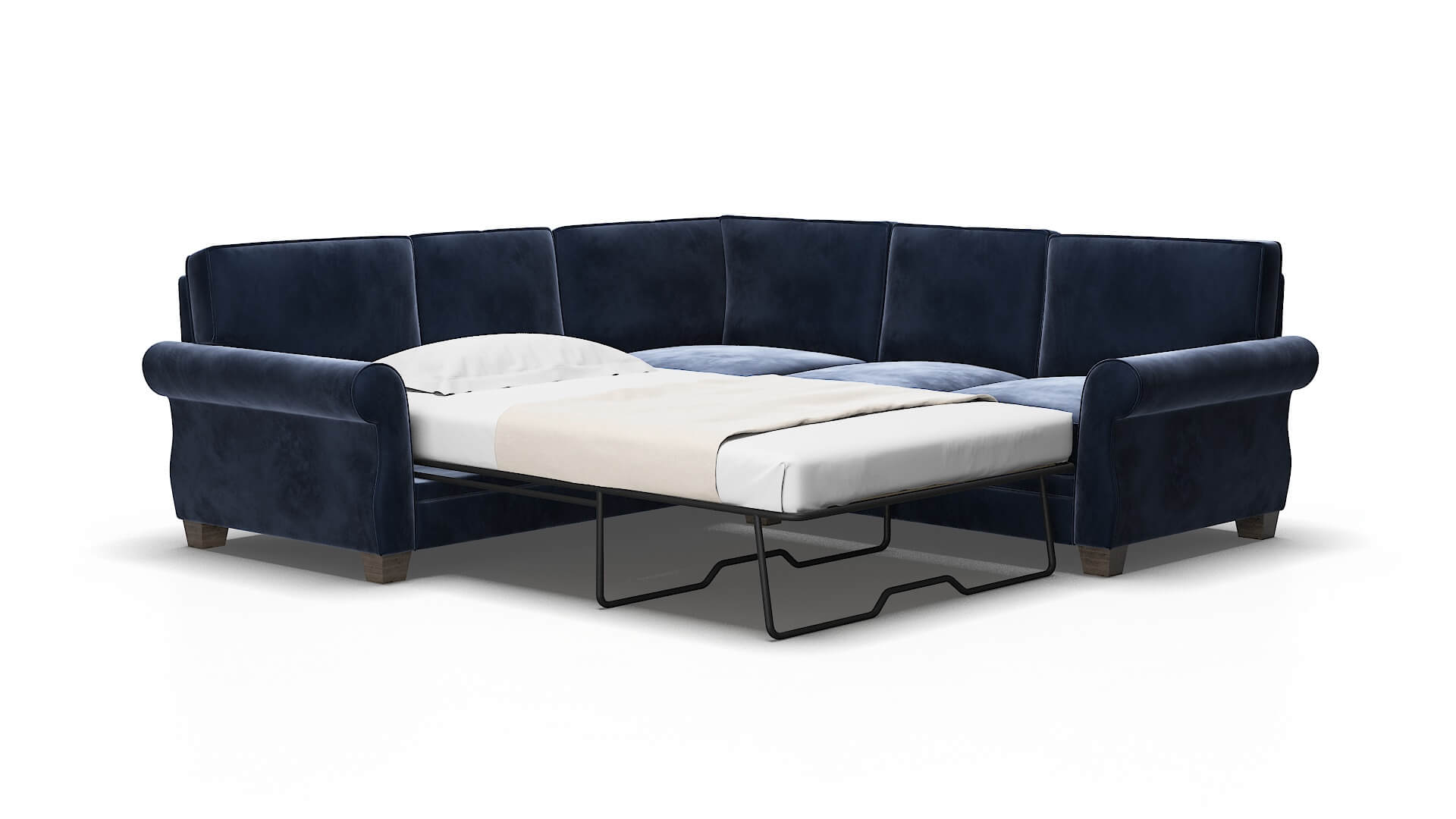 Rome Royale cobalt Sectional sleeper Espresso Legs  2