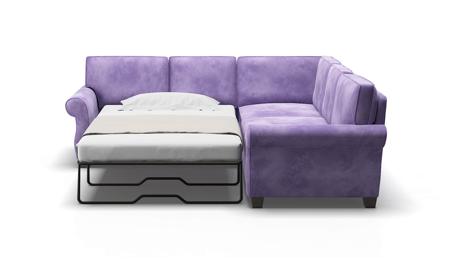 Rome Royale Lavender Sectional Sleeper Espresso legs 1