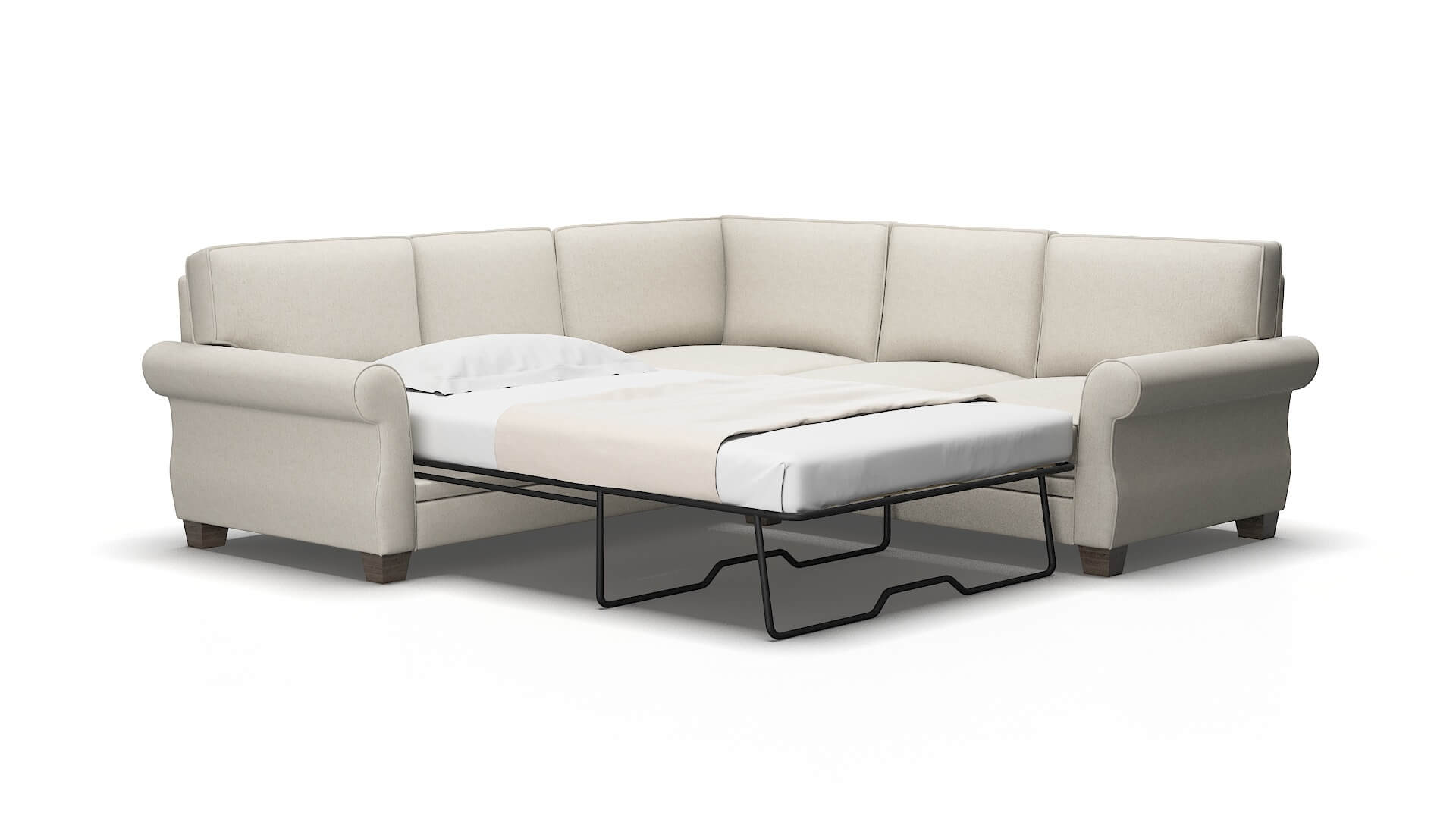 Rome Sasha Linen Sectional Sleeper espresso legs 2