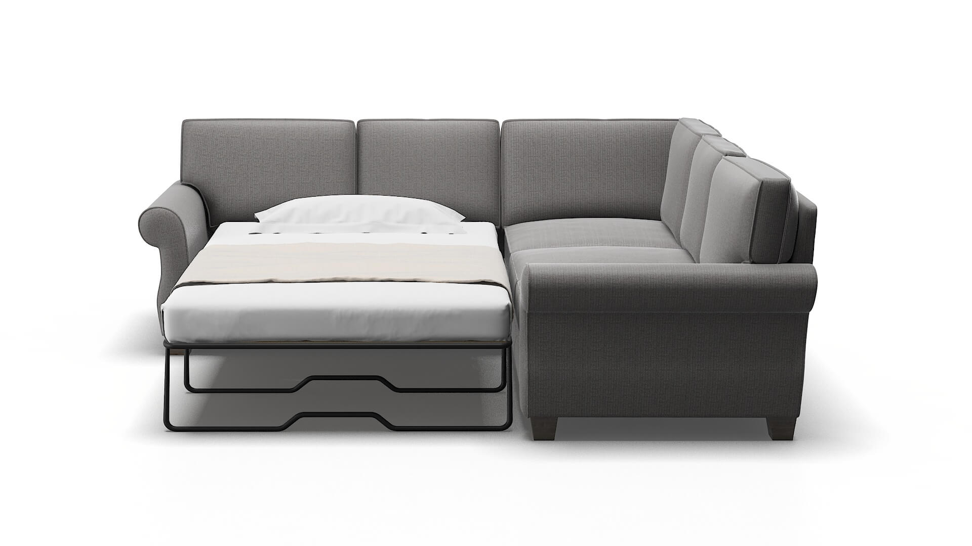 Rome Terrain Oatmeal Sectional Sleeper Espresso legs 1