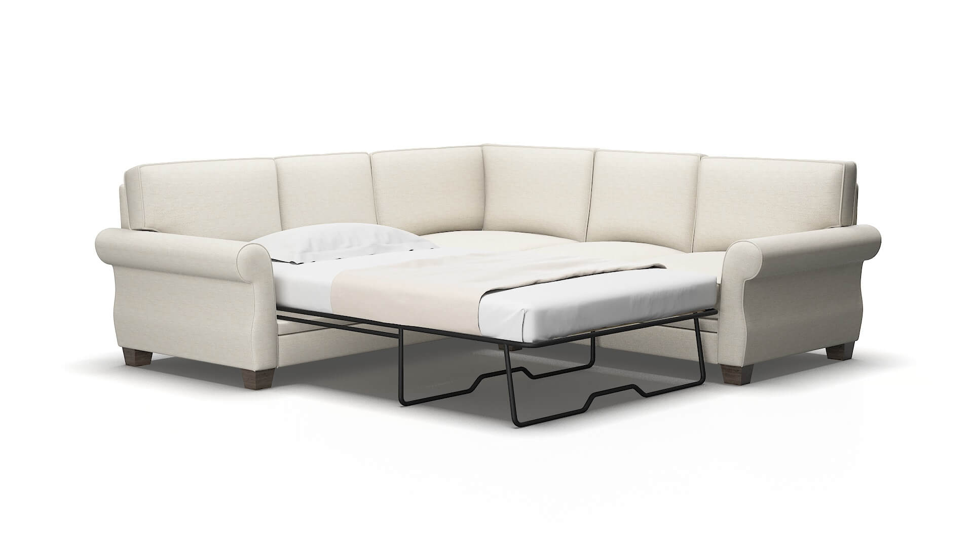Rome Venus cream Sectional sleeper Espresso Legs  2