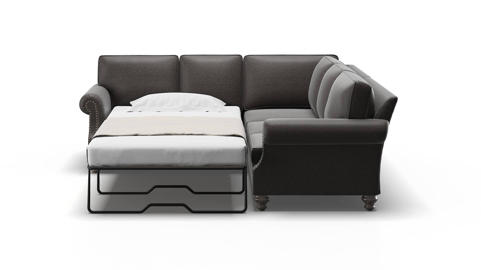 Rotterdam Avenger Denim Sectional Sleeper Espresso legs 1