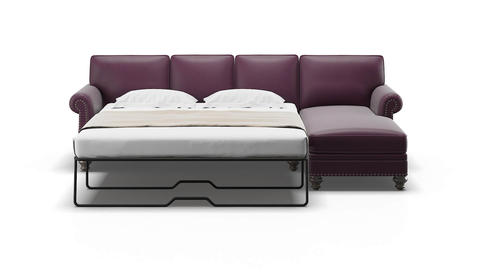 Rotterdam Bella Aubergine Panel Sleeper Espresso legs 1