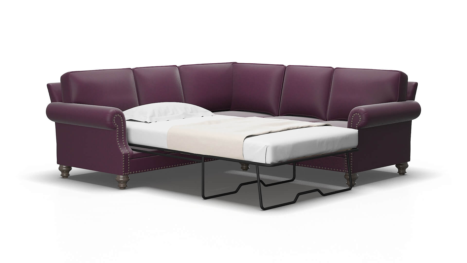 Rotterdam Bella aubergine Sectional sleeper Espresso Legs  2