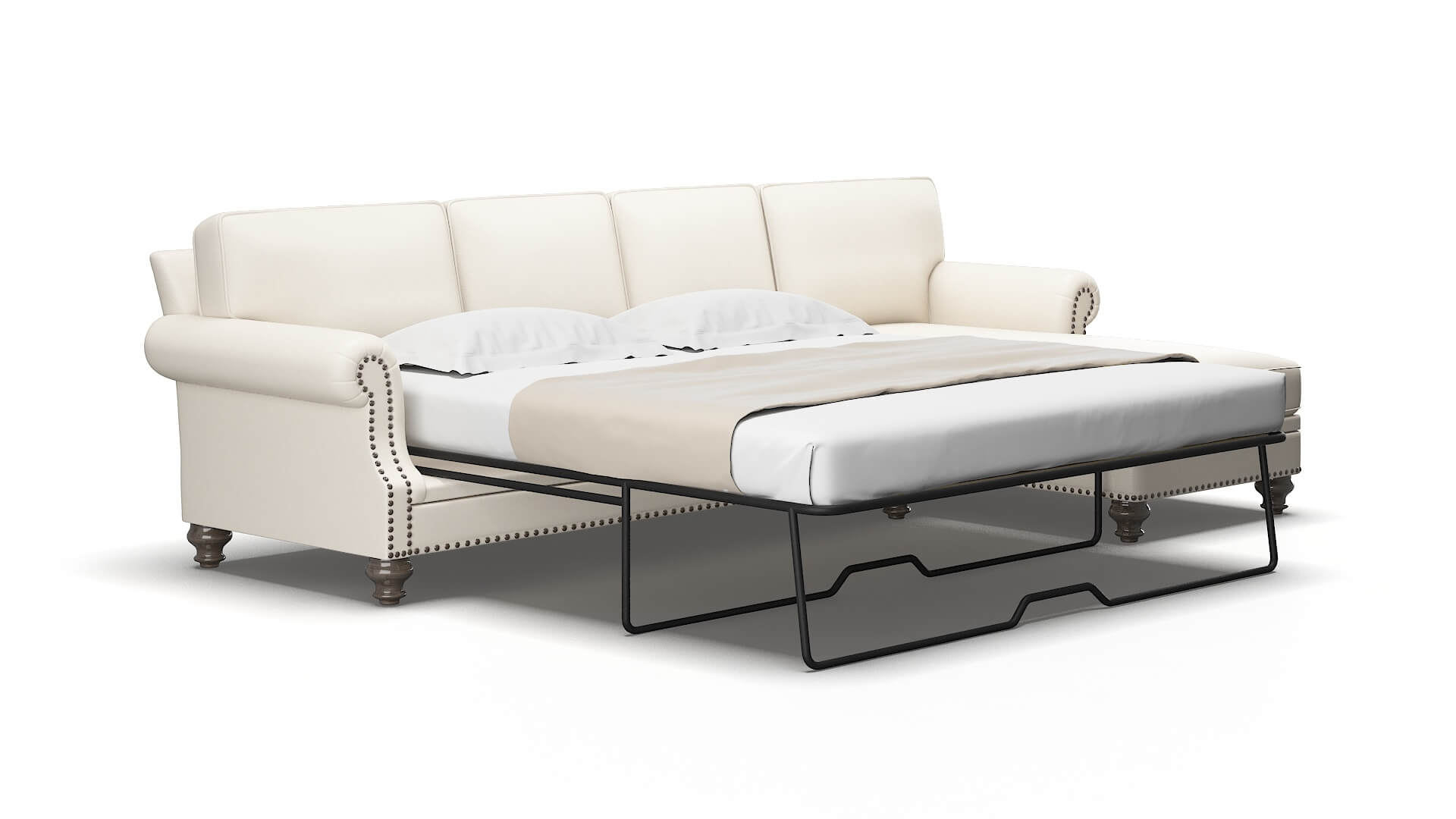 Rotterdam Blanche milky Panel sleeper Espresso Legs  2