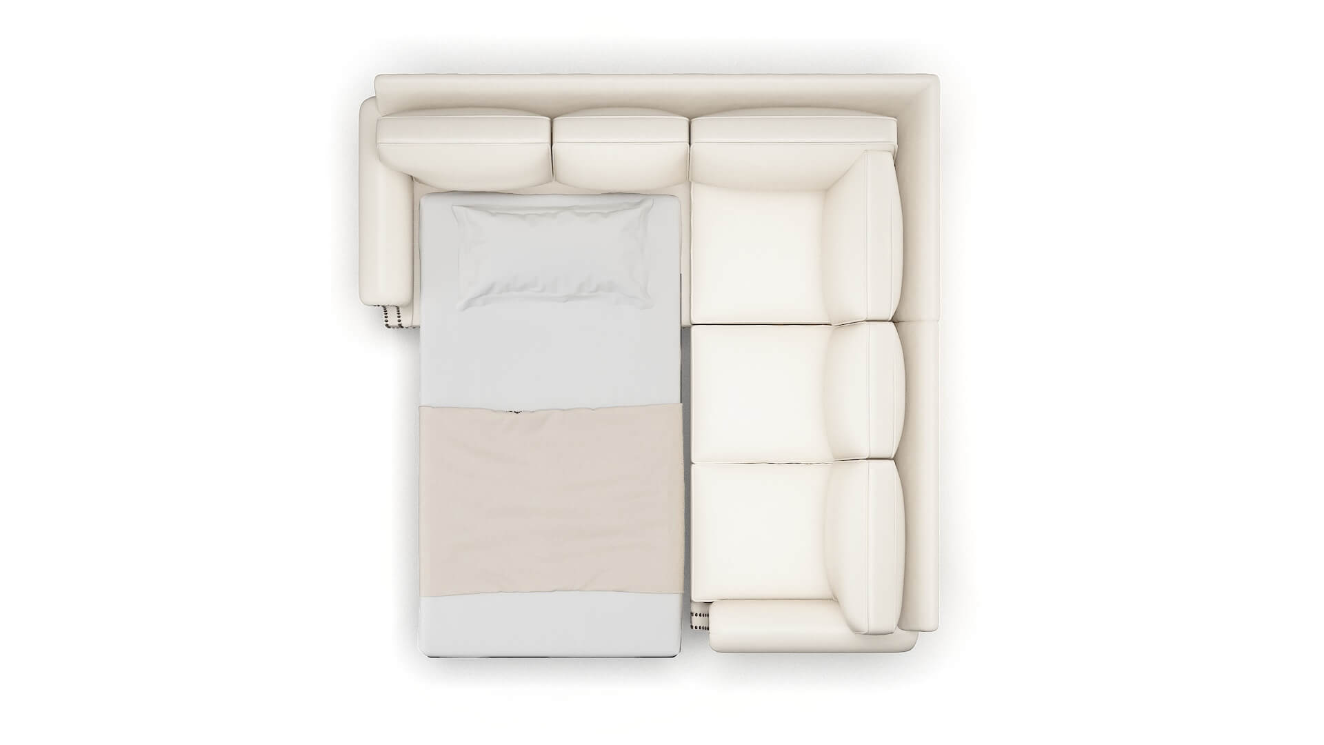 Rotterdam Blanche Milky Sectional Sleeper Espresso legs 3