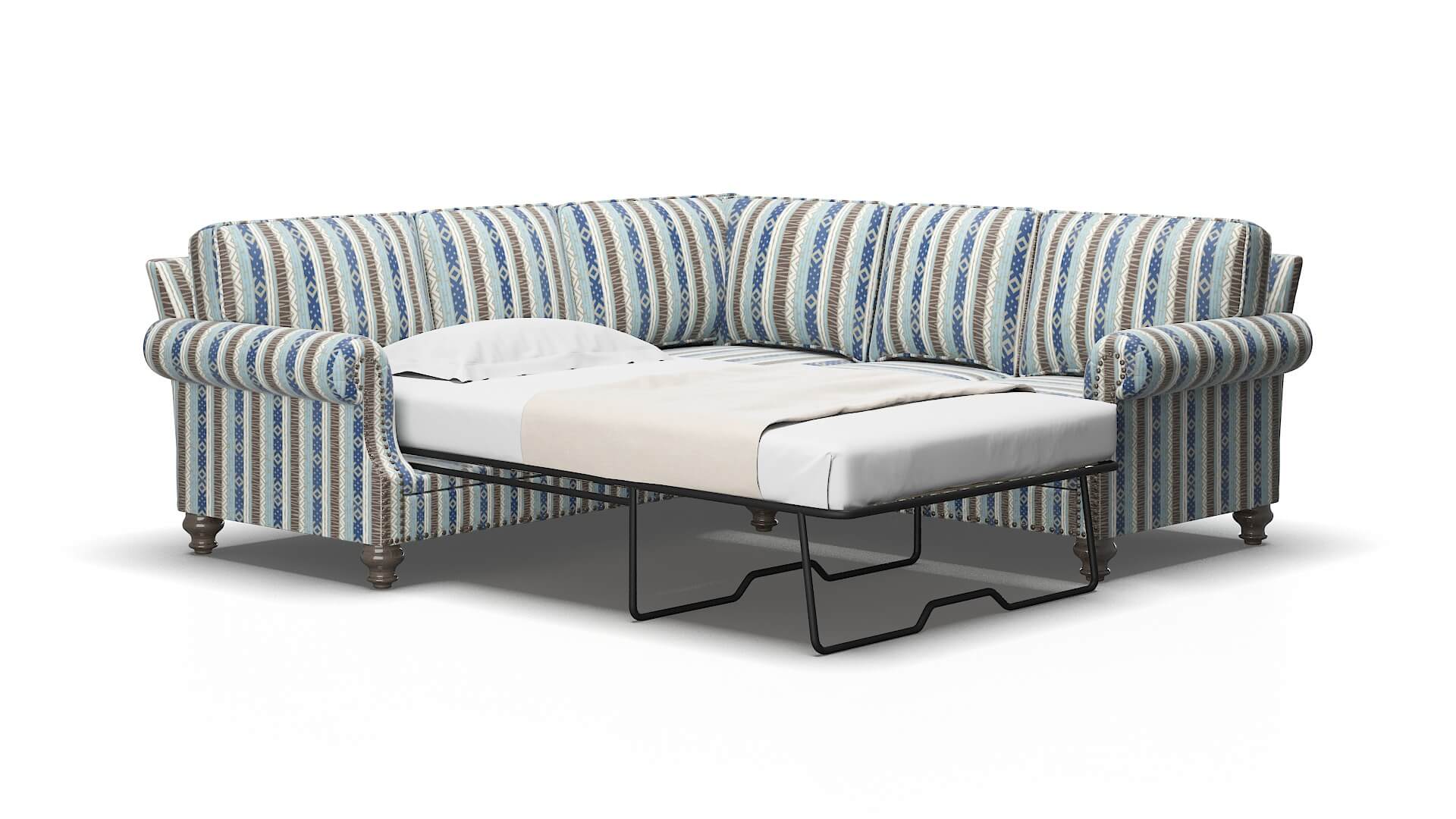 Rotterdam Bodhi Indigo Sectional Sleeper Espresso legs 2