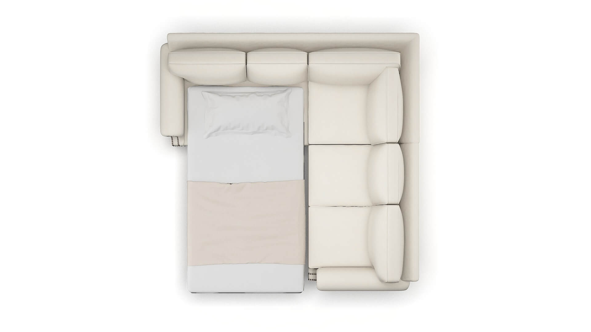 Rotterdam Bungalow Ivory Sectional Sleeper Espresso legs 3