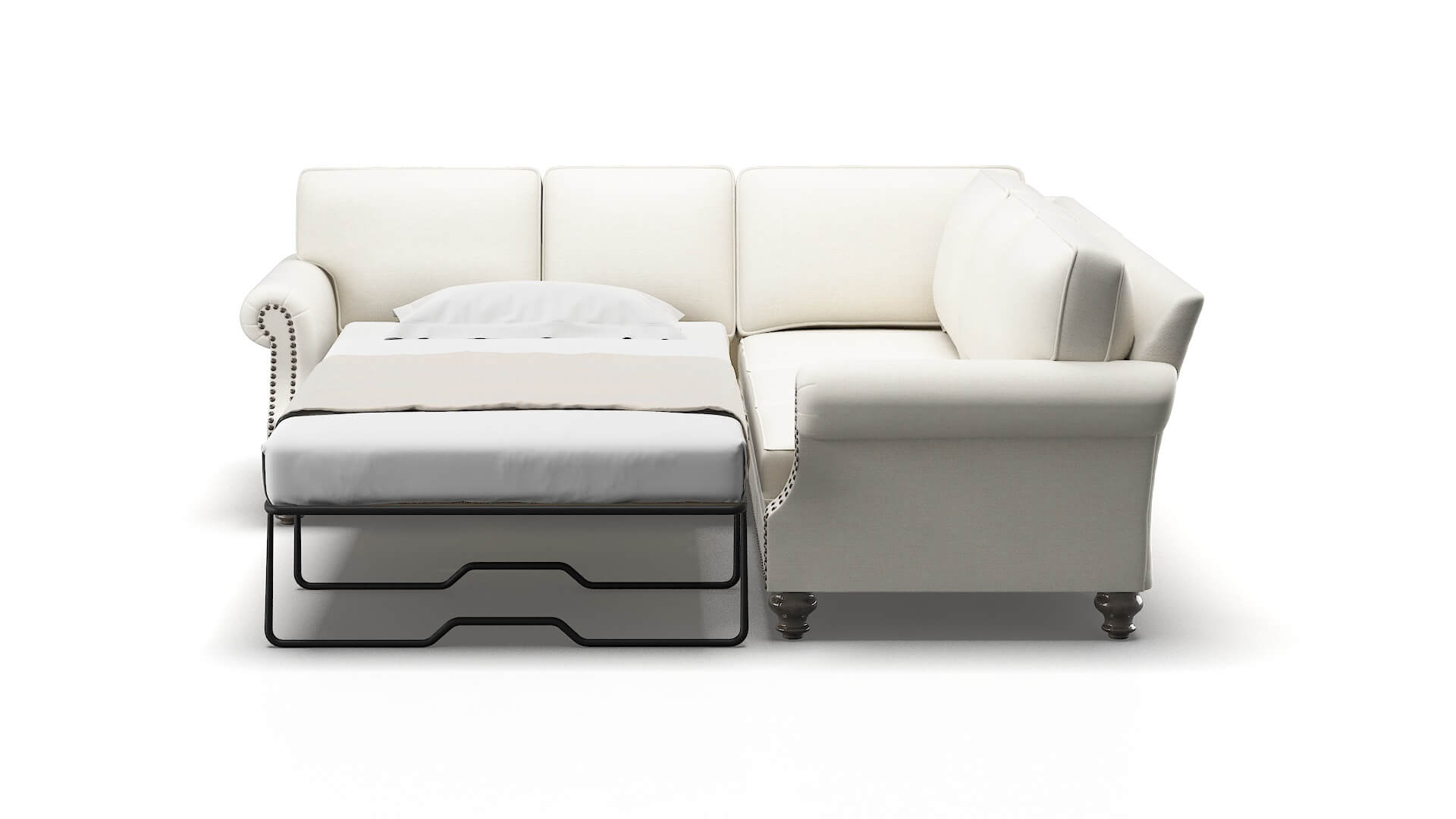 Rotterdam Catalina Ivory Sectional Sleeper Espresso legs 1