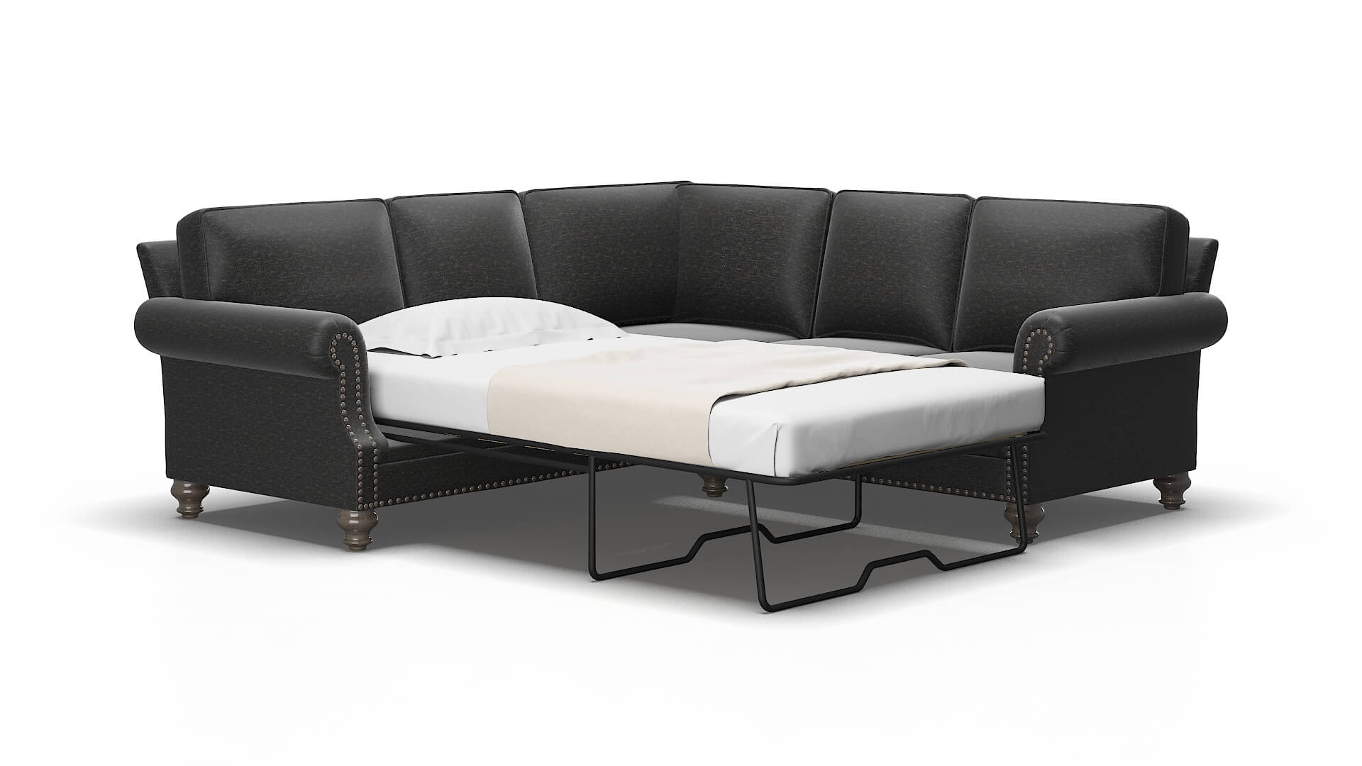 Rotterdam Chance Denim Sectional Sleeper Espresso legs 2