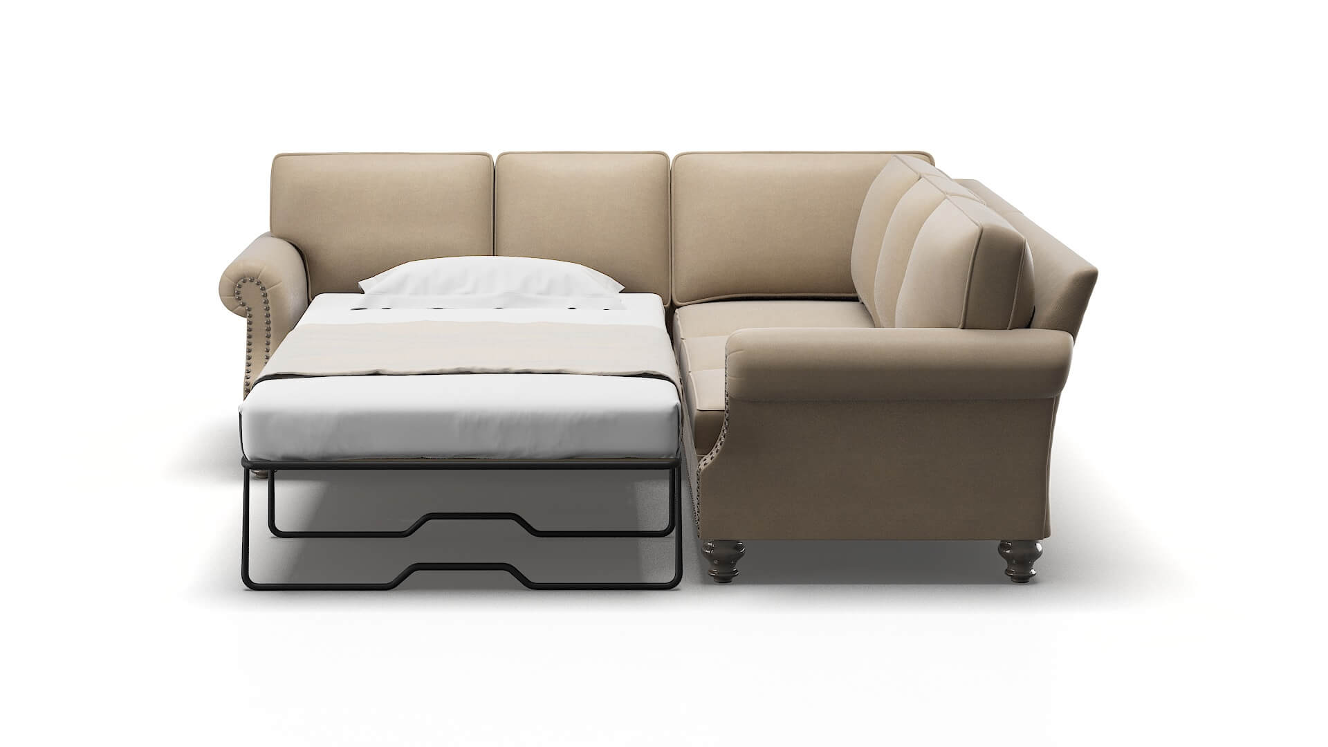Rotterdam Chance Platinum Sectional Sleeper Espresso legs 1