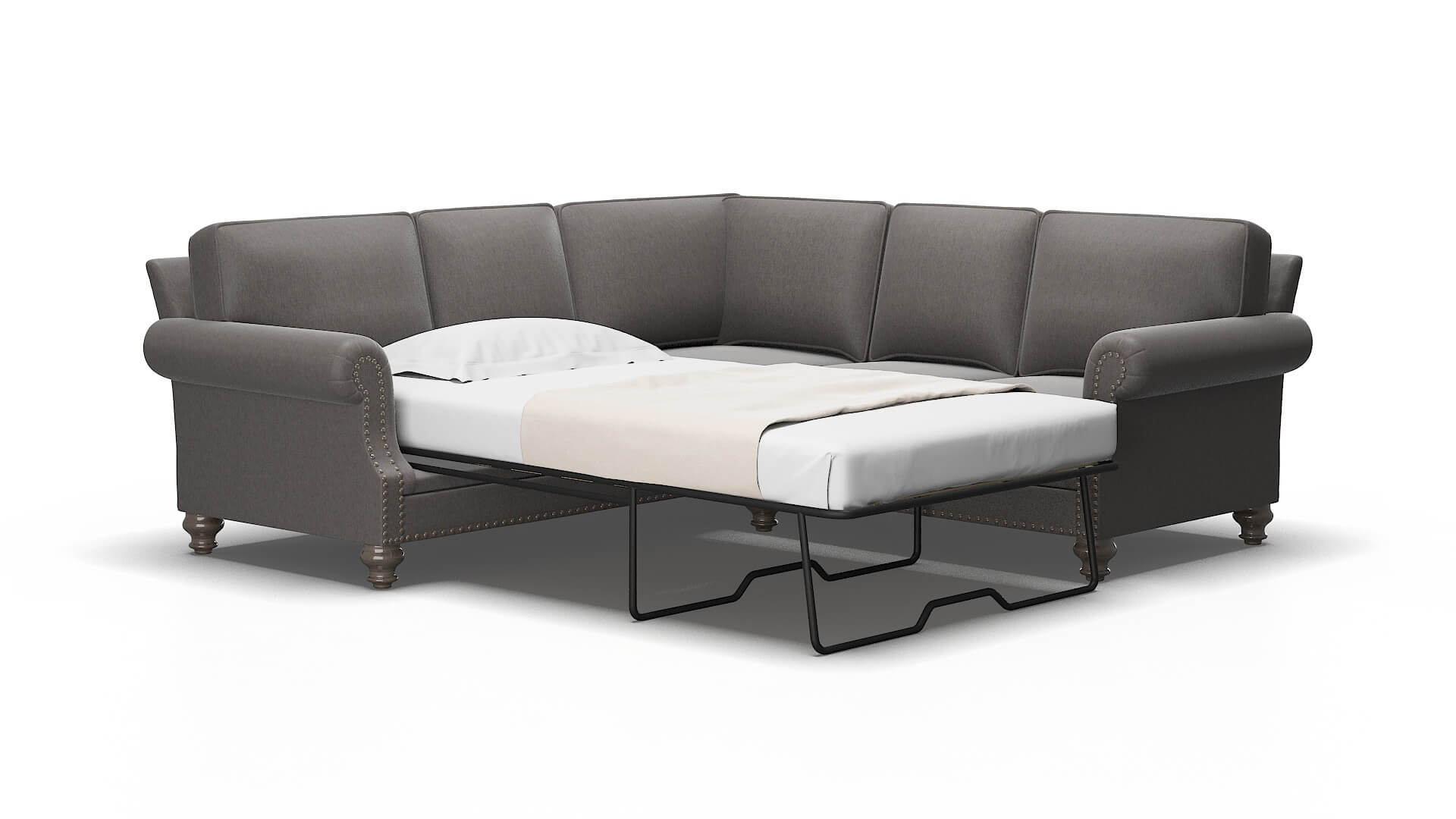 Rotterdam Cosmo charcoal Sectional sleeper Espresso Legs  2