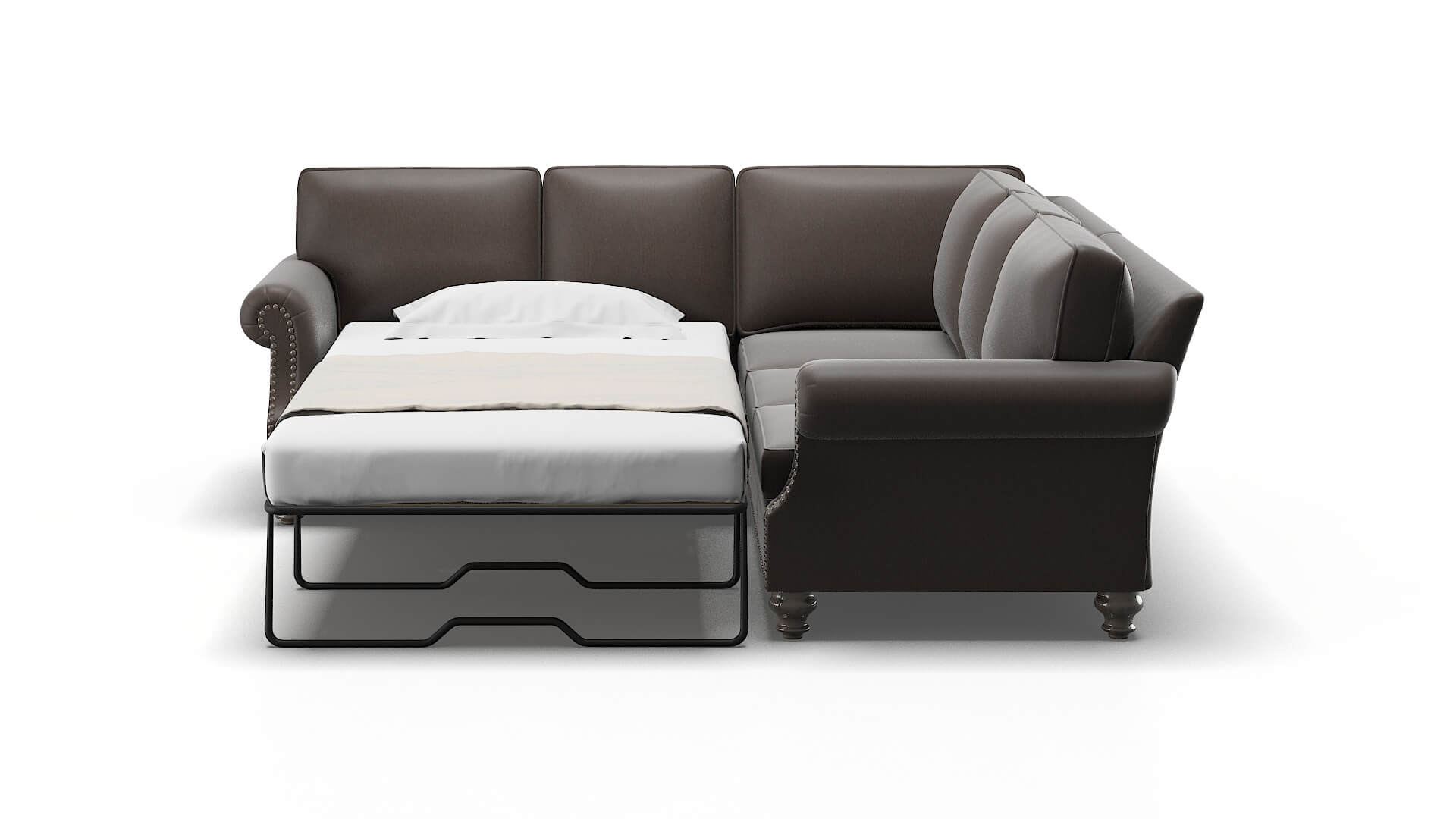 Rotterdam Cosmo Chocolate Sectional Sleeper Espresso legs 1