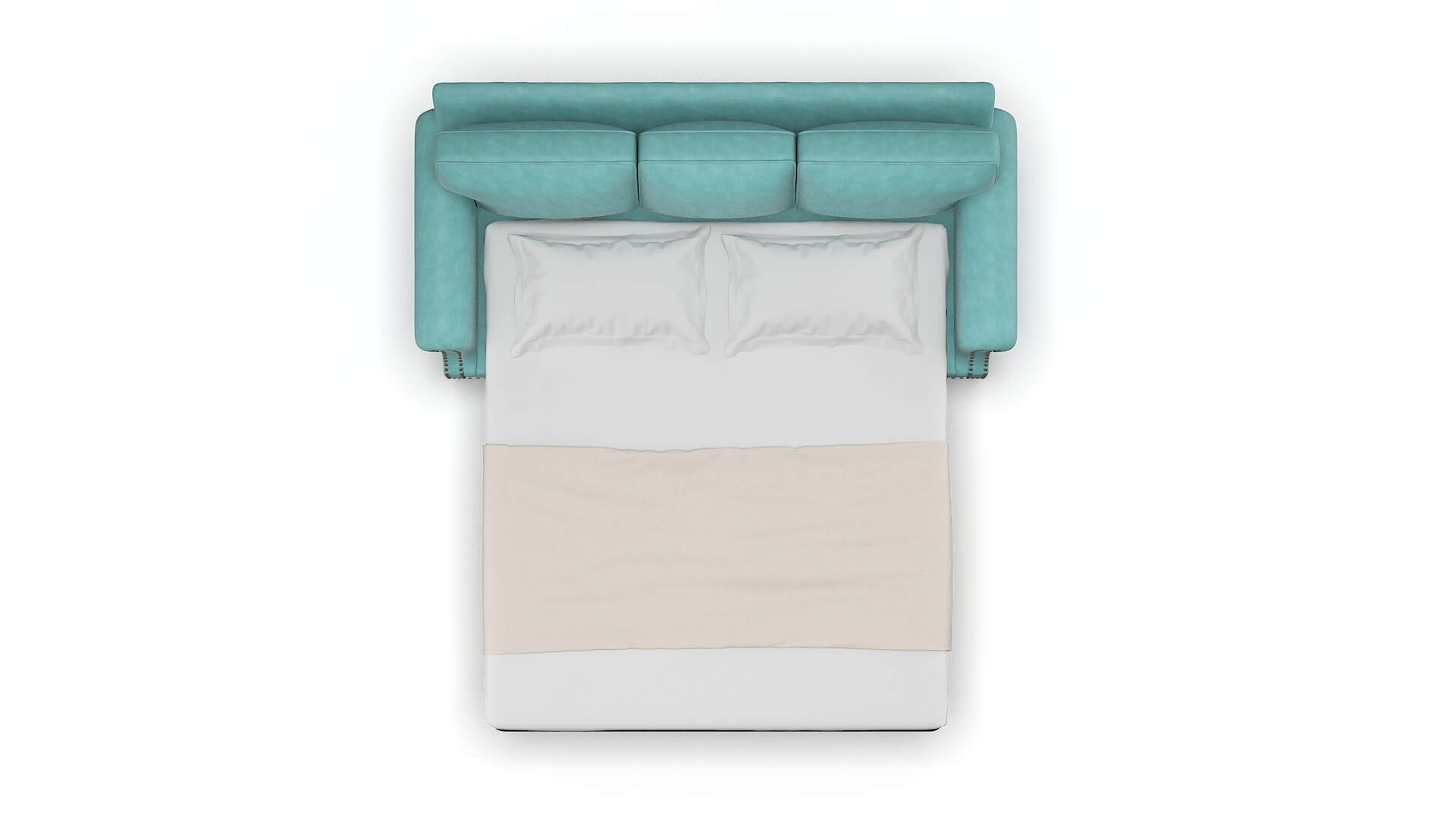 Rotterdam Curious Turquoise Sofa Sleeper Espresso legs 3