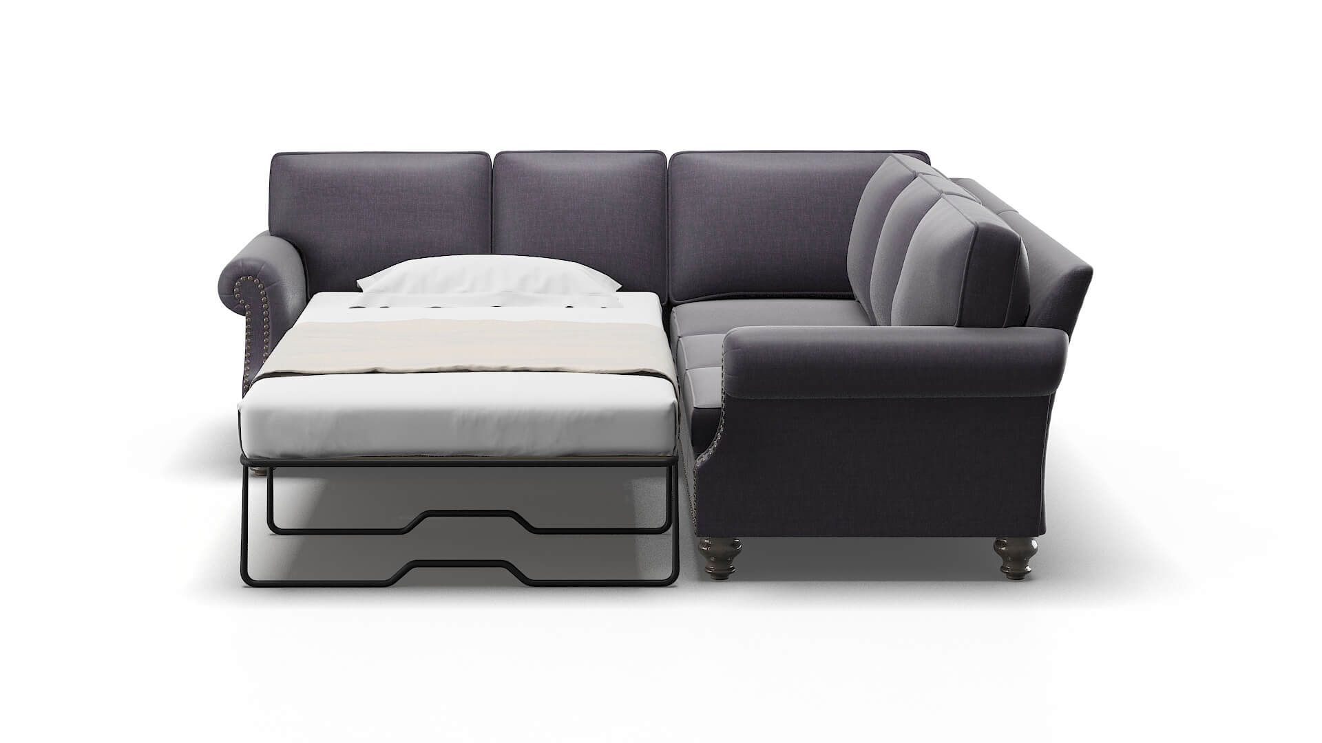 Rotterdam Durham Ink Sectional Sleeper Espresso legs 1
