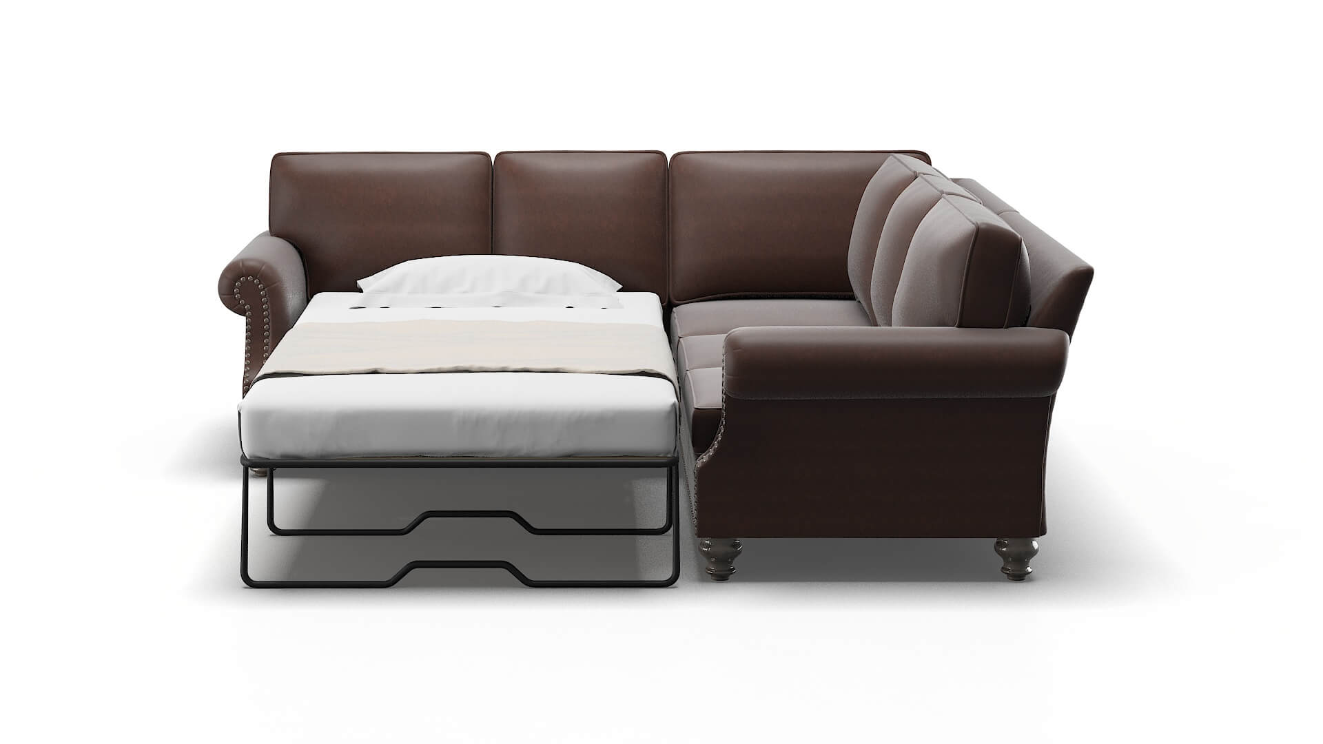 Rotterdam Insight Cafe Sectional Sleeper Espresso legs 1