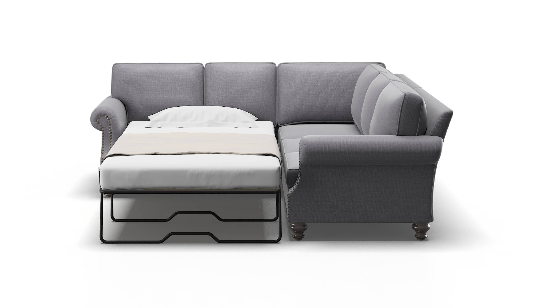Rotterdam Insight Denim Sectional Sleeper Espresso legs 1