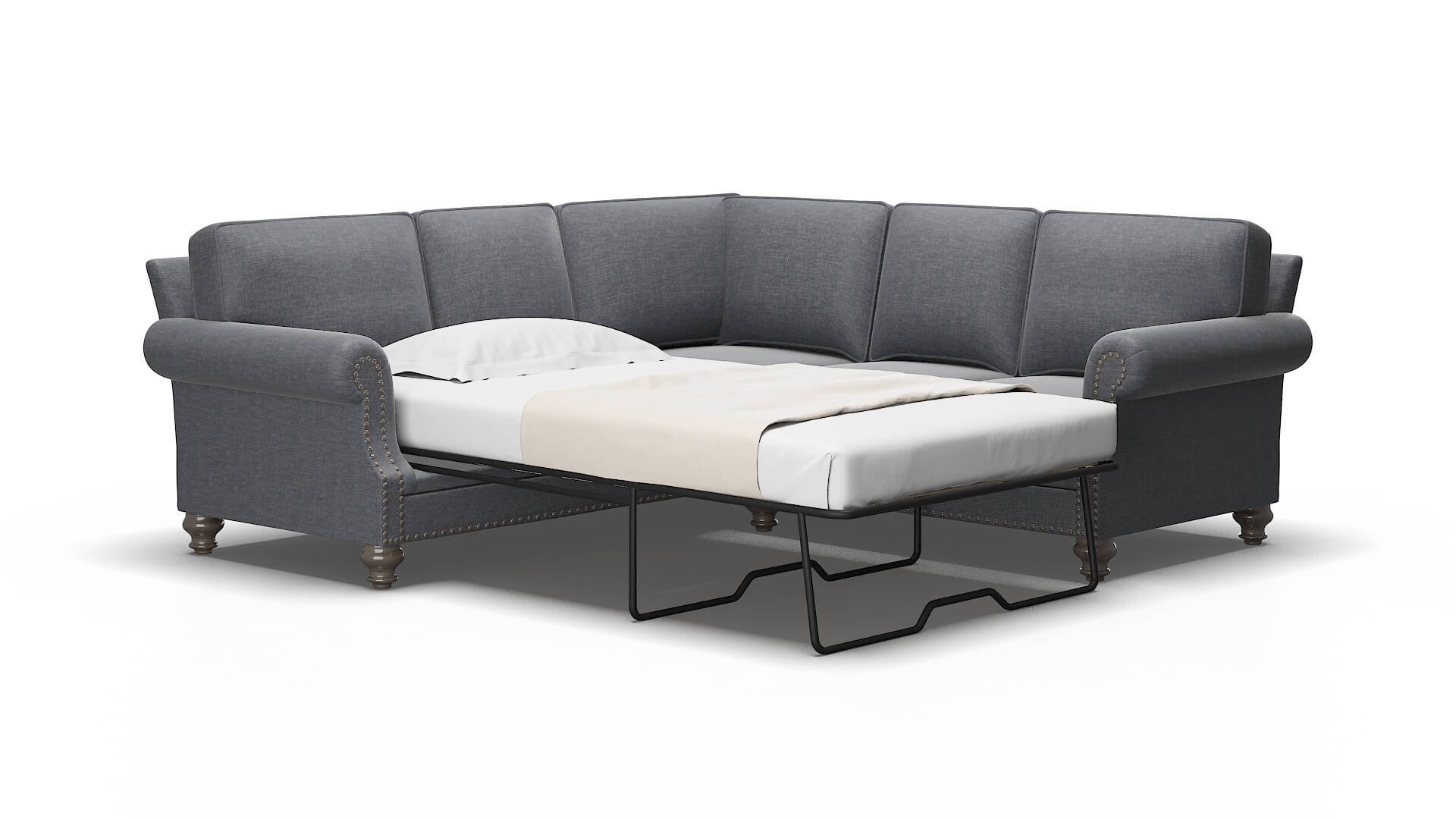 Rotterdam Keylargo Graphite Sectional Sleeper Espresso legs 2