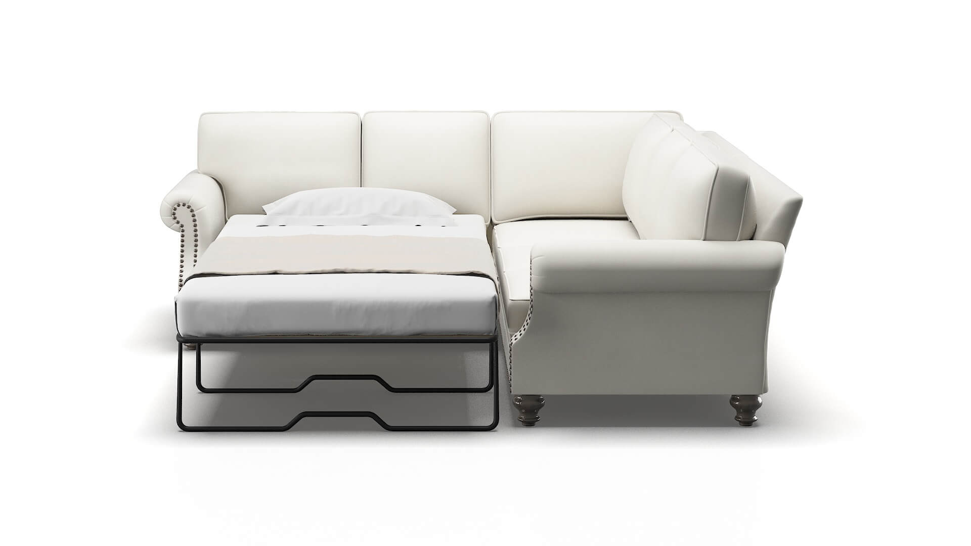 Rotterdam Keylargo Oatmeal Sectional Sleeper Espresso legs 1