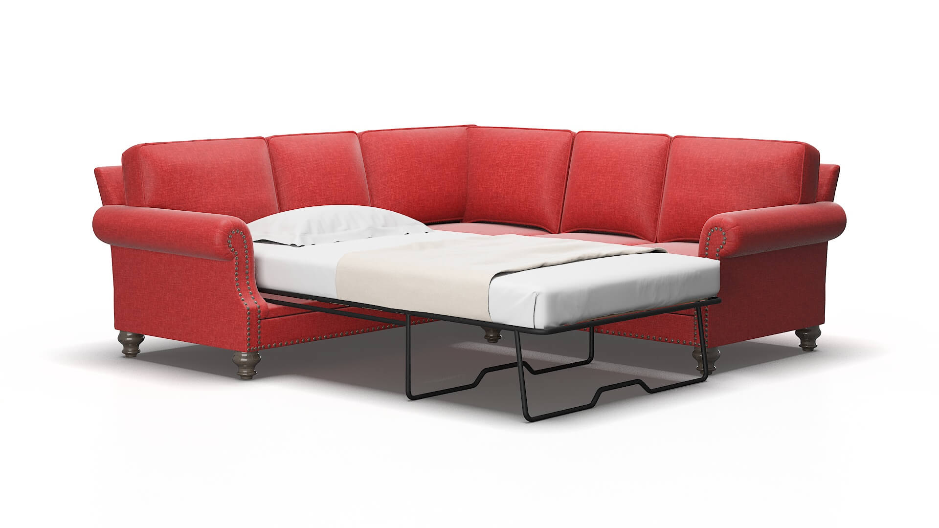 Rotterdam Leslie Poppy Sectional Sleeper Espresso legs 2