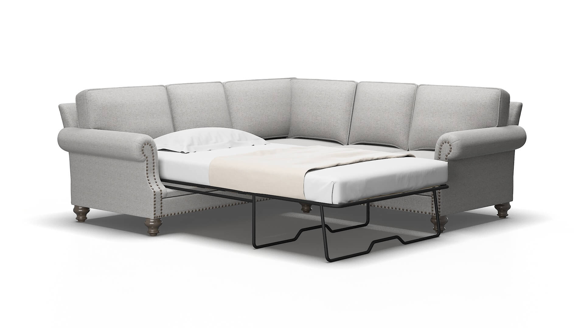 Rotterdam Malibu dove Sectional sleeper Espresso Legs  2