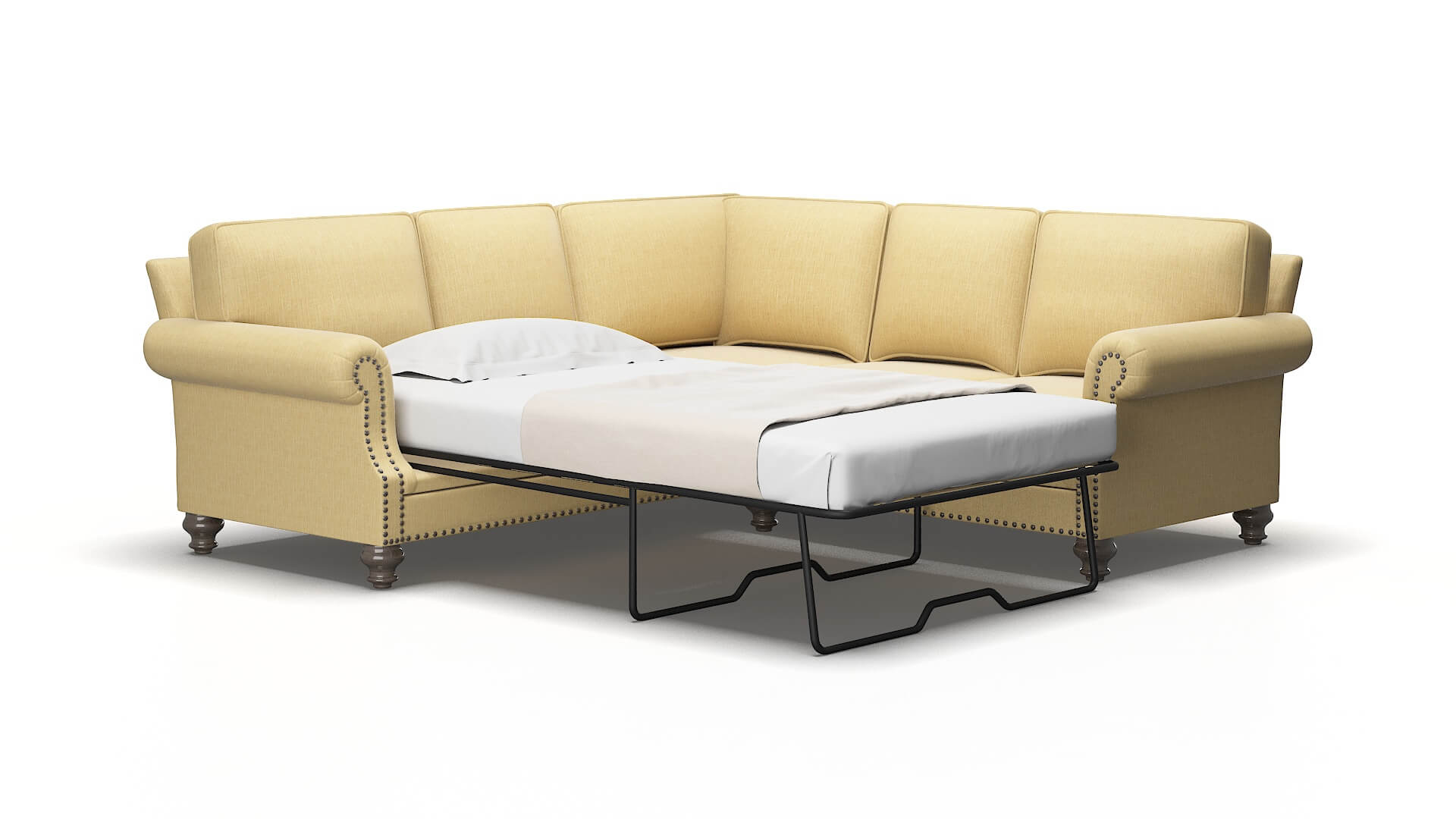 Rotterdam Malibu maize Sectional sleeper Espresso Legs  2