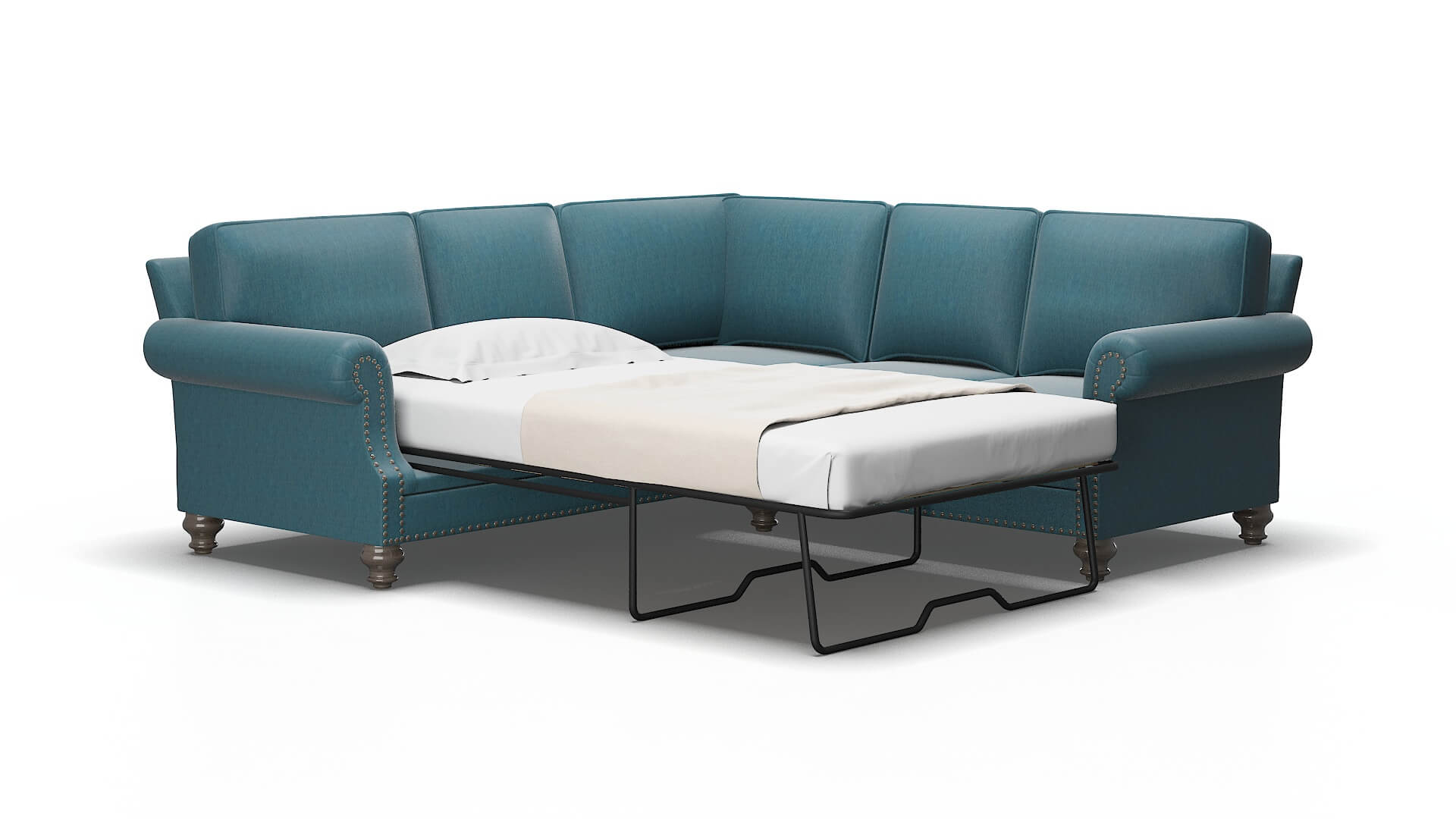 Rotterdam Merit Peacock Sectional Sleeper Espresso legs 2