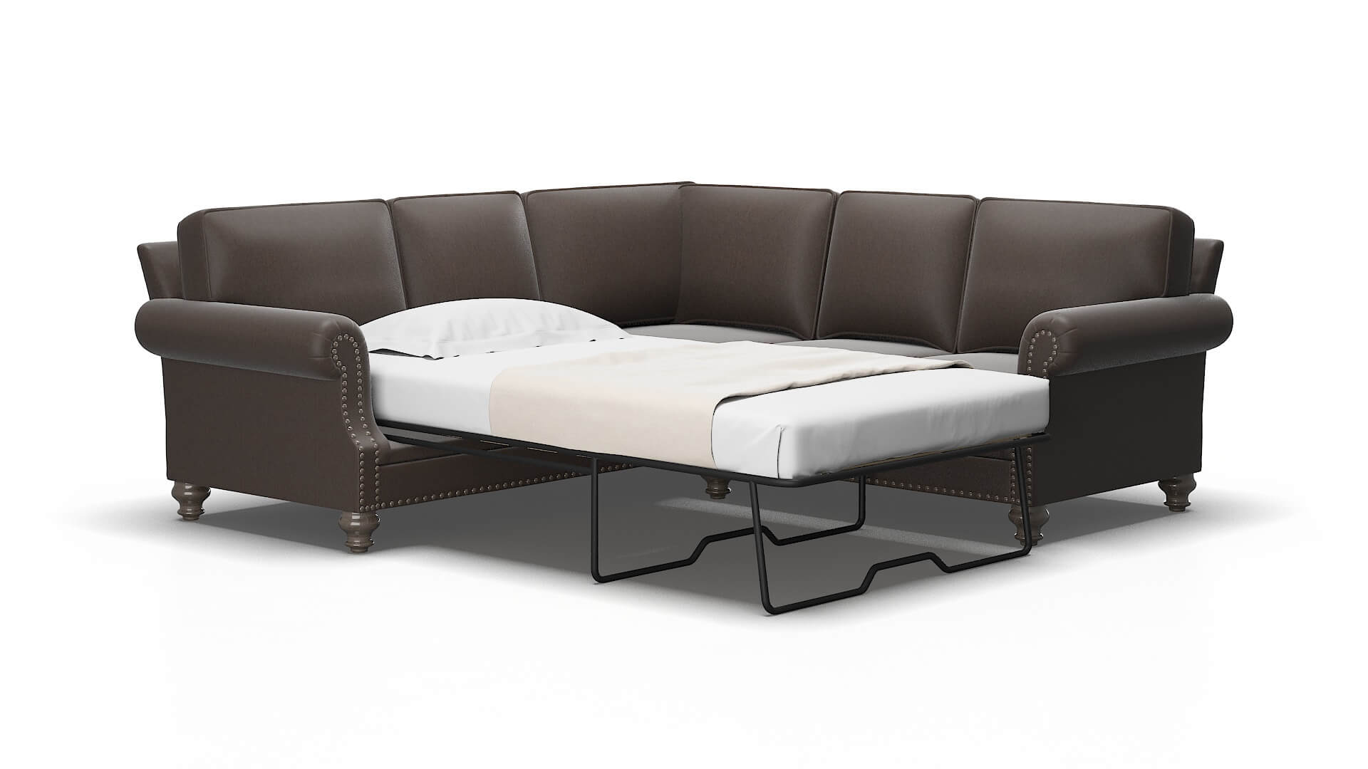 Rotterdam Naples Graphite Sectional Sleeper Espresso legs 2