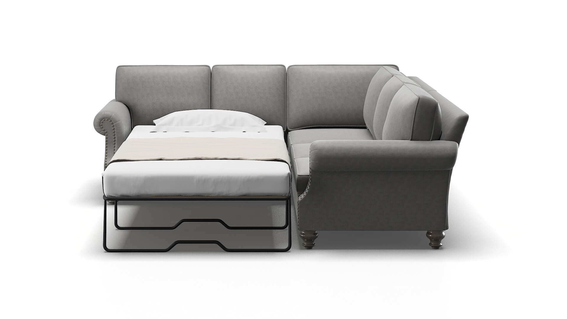Rotterdam Noble Smoke Sectional Sleeper Espresso legs 1