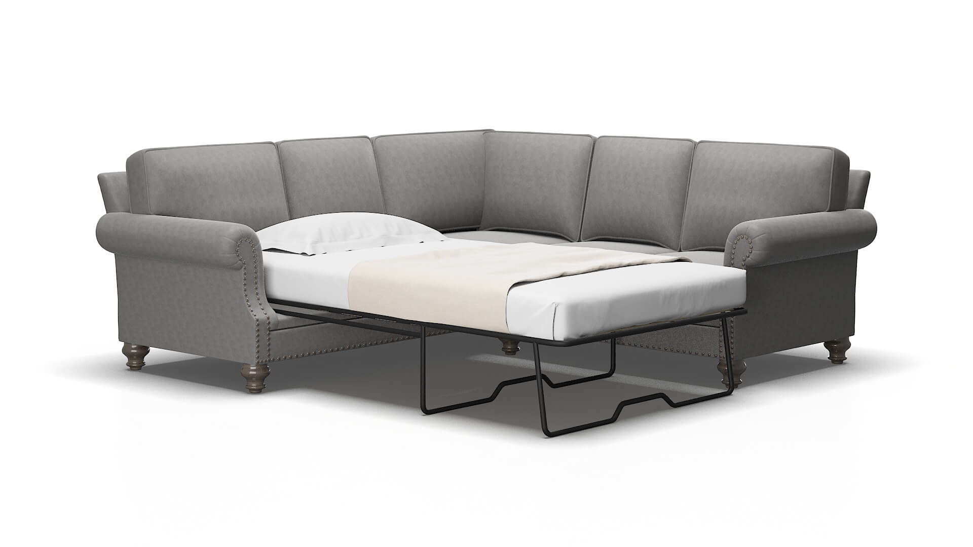 Rotterdam Noble Smoke Sectional Sleeper Espresso legs 2