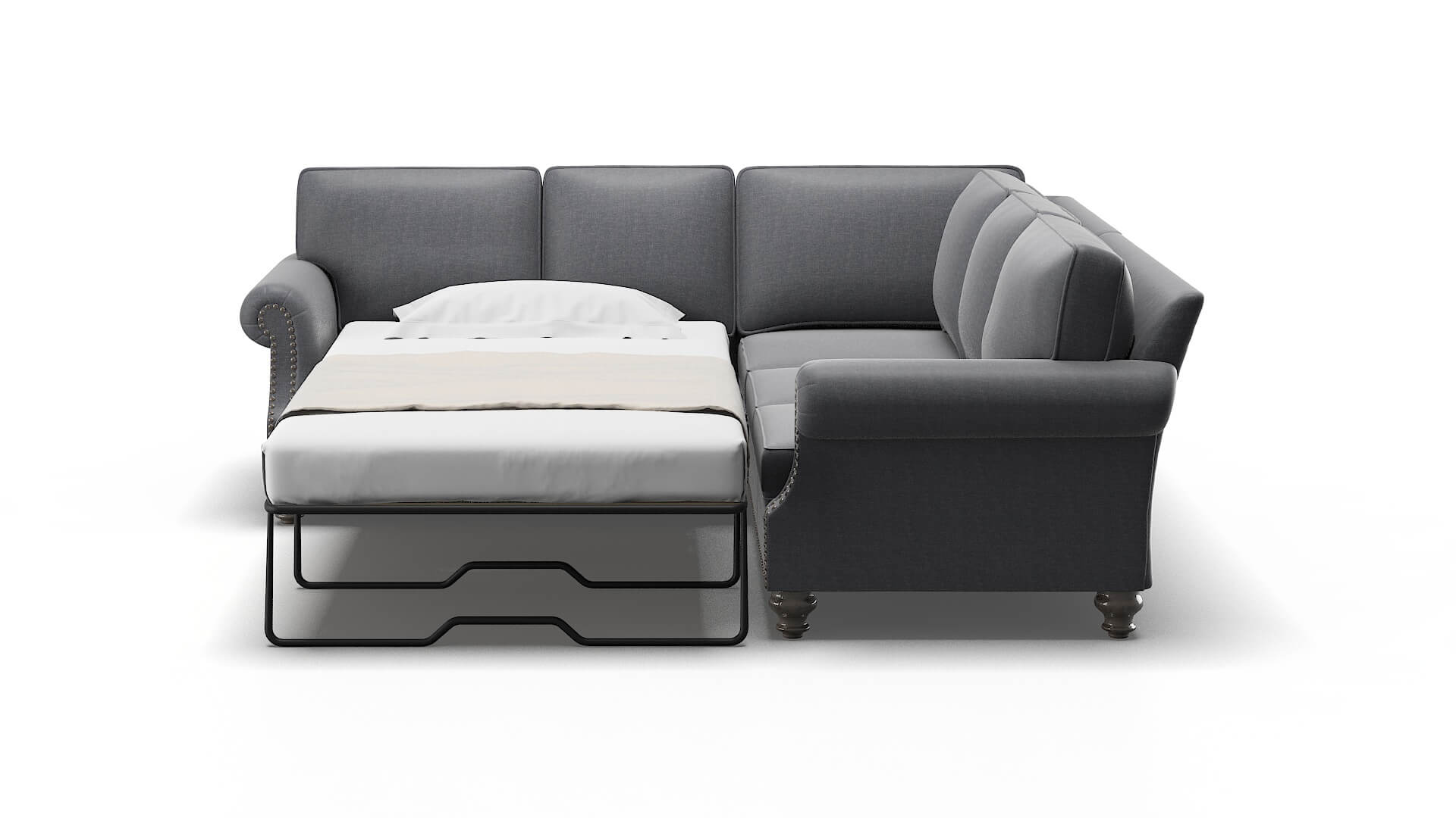 Rotterdam Notion Graphite Sectional Sleeper Espresso legs 1