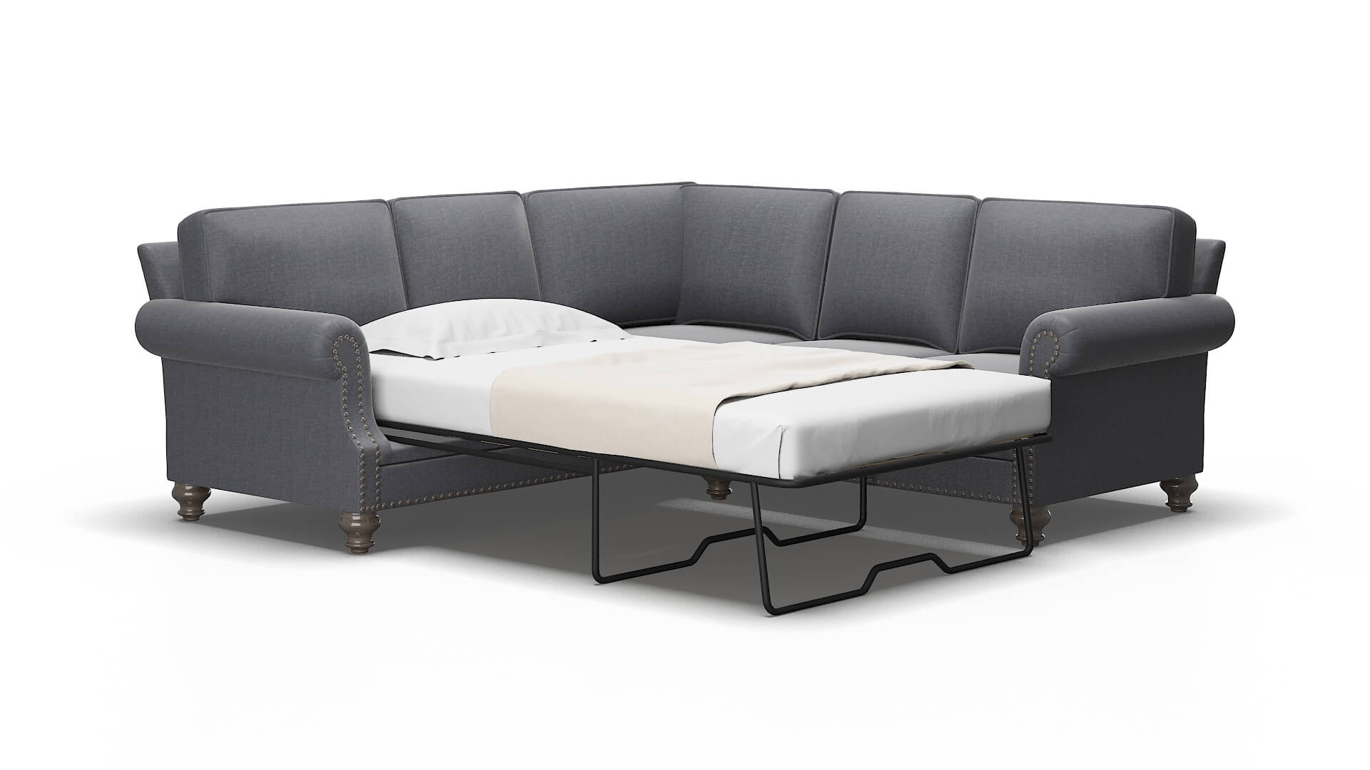 Rotterdam Notion Graphite Sectional Sleeper Espresso legs 2