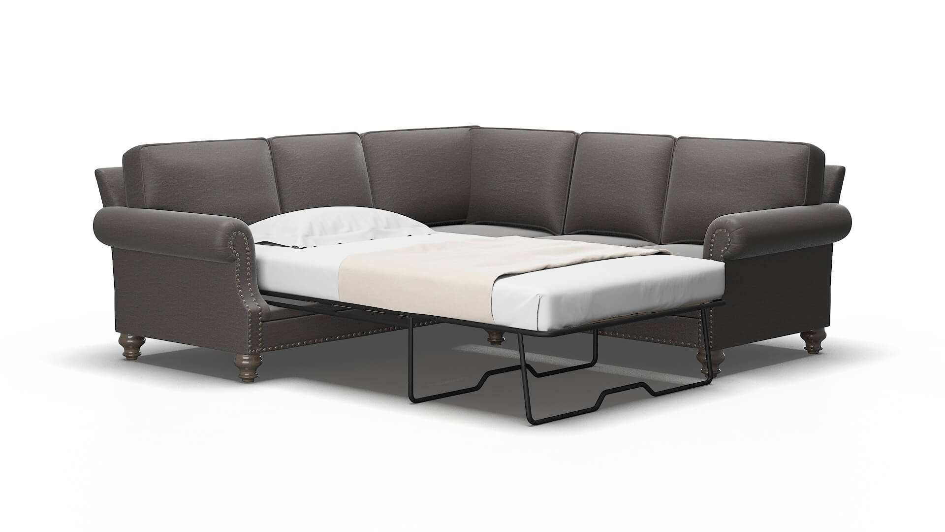 Rotterdam Oscar Grey Sectional Sleeper Espresso legs 2