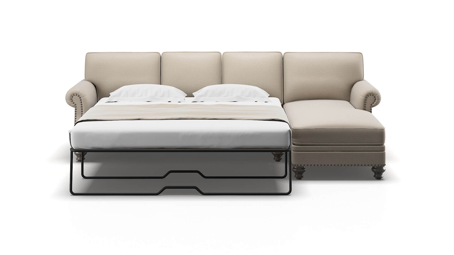 Rotterdam Oscar Linen Panel Sleeper Espresso legs 1