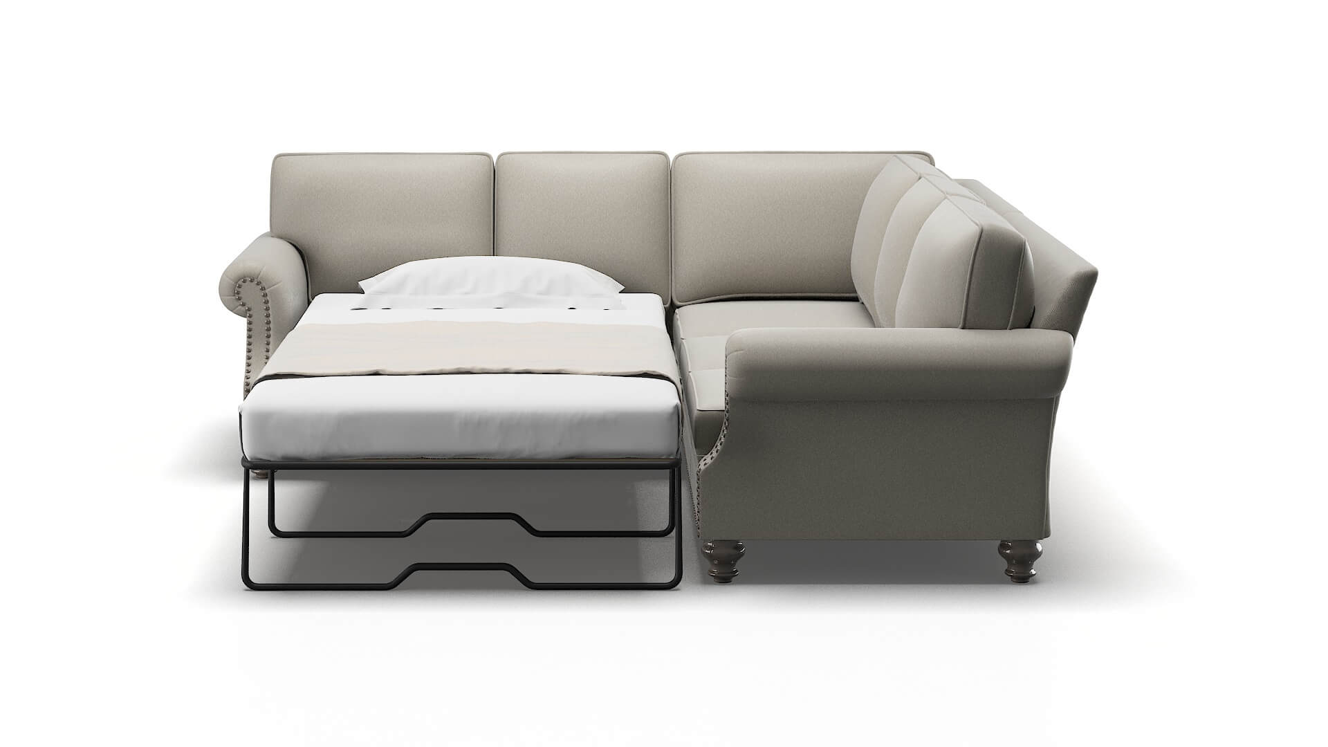 Rotterdam Oscar Silver Sectional Sleeper Espresso legs 1