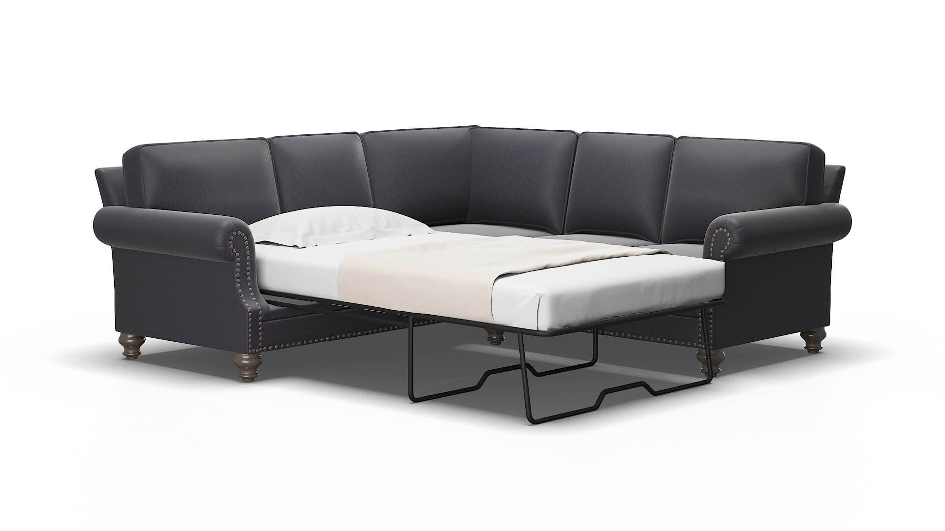 Rotterdam Parker charcoal Sectional sleeper Espresso Legs  2