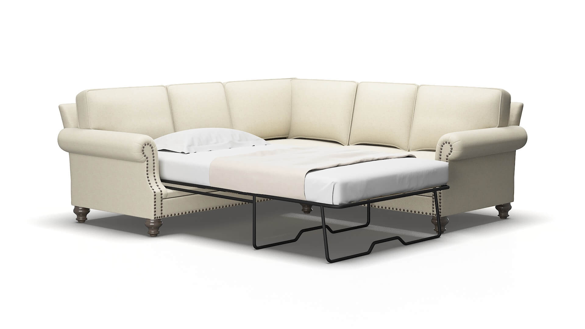 Rotterdam Phoenix ivory Sectional sleeper Espresso Legs  2