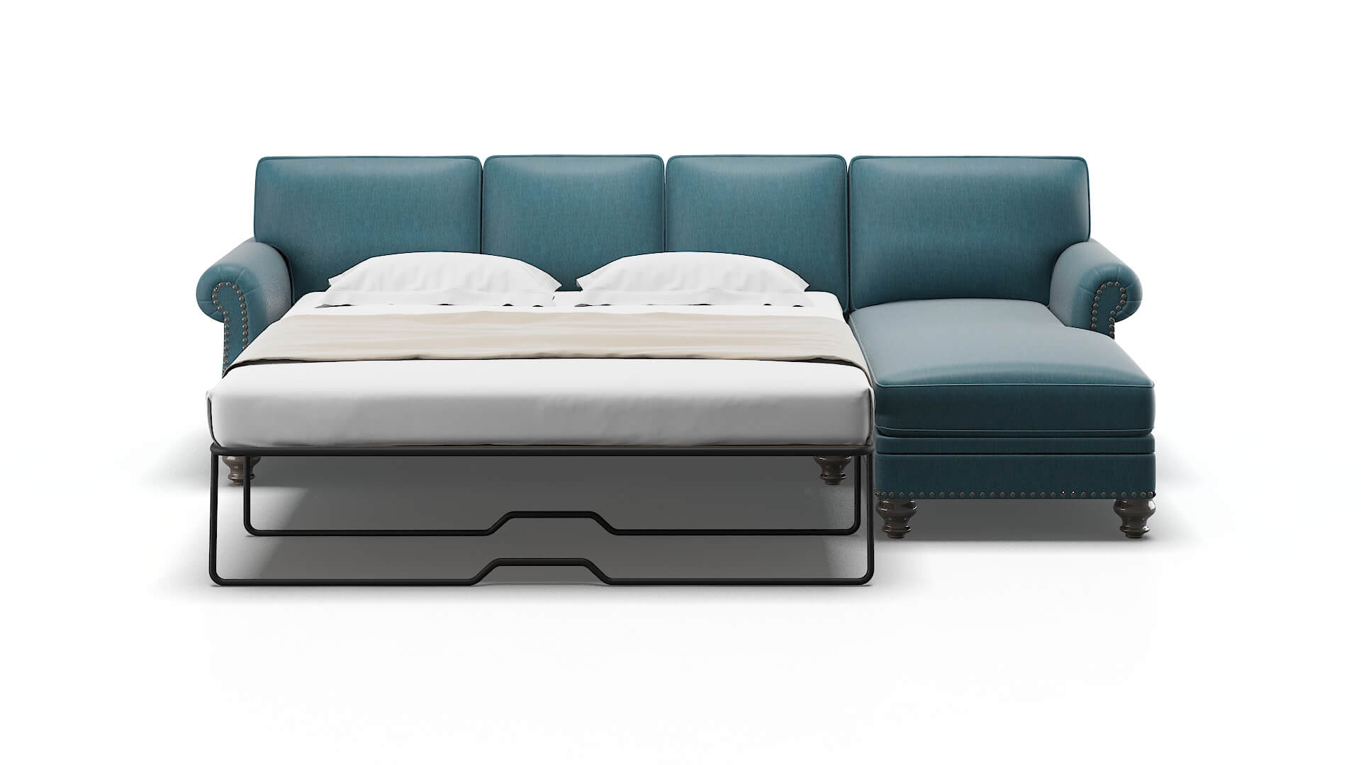 Rotterdam Portland Prussian Panel Sleeper Espresso legs 1