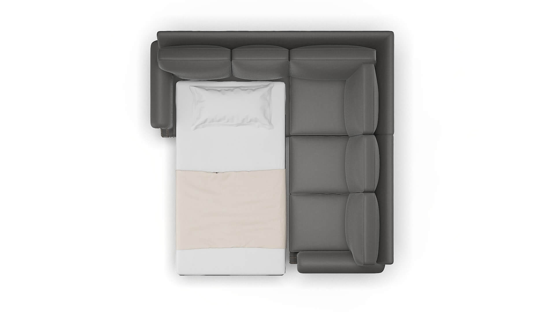 Rotterdam Rocket Charcoal Sectional Sleeper Espresso legs 3