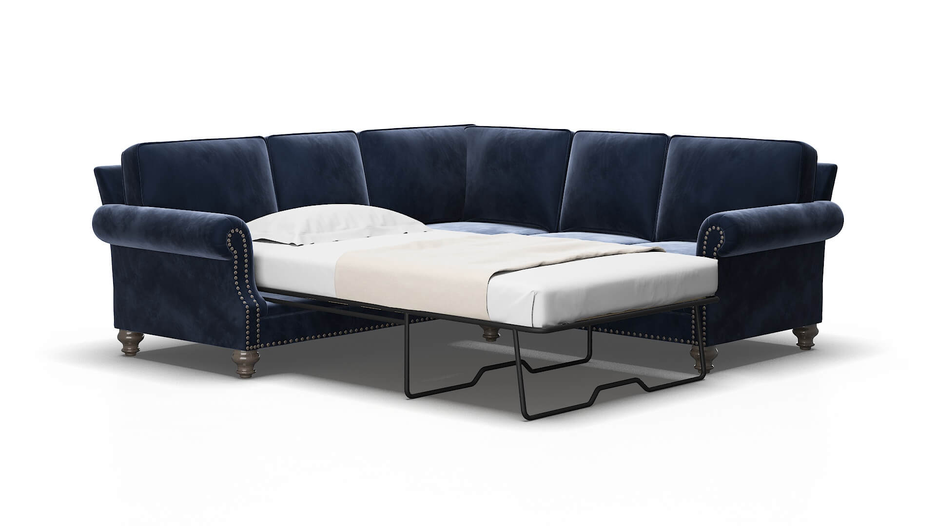 Rotterdam Royale cobalt Sectional sleeper Espresso Legs  2