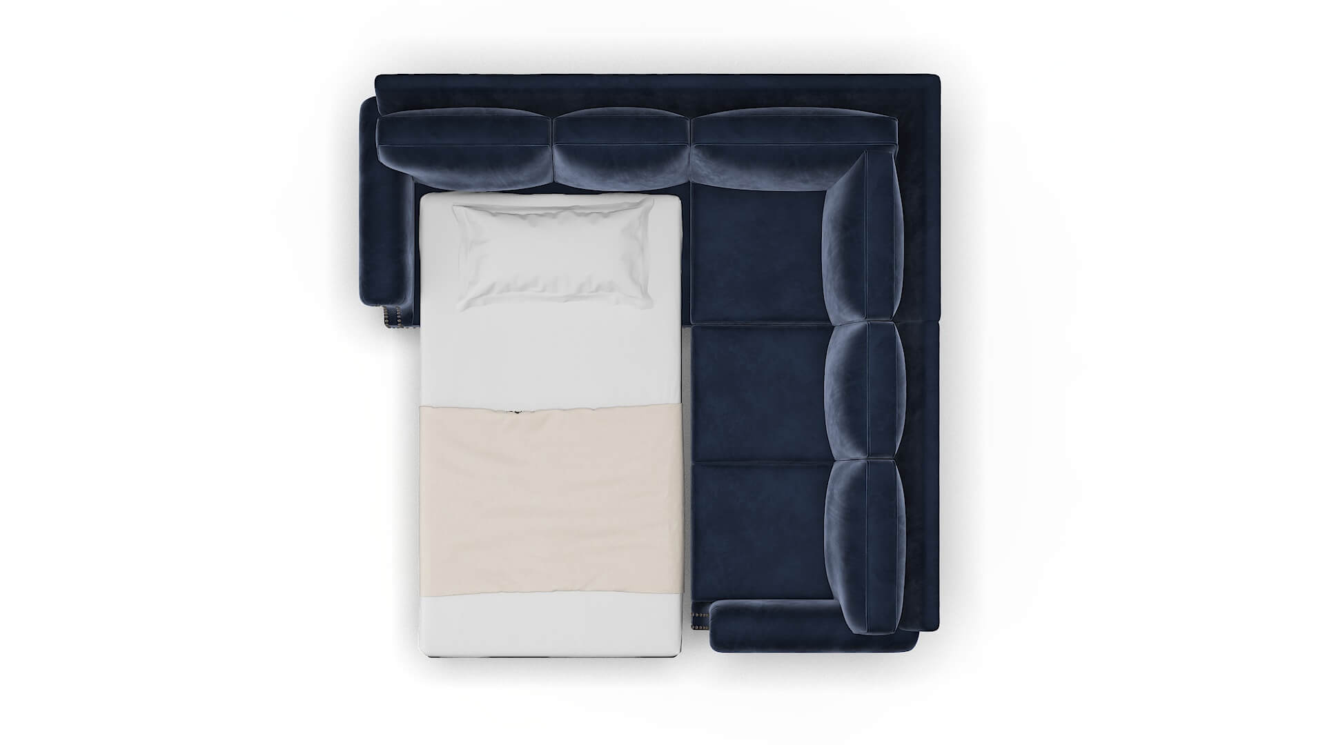 Rotterdam Royale Cobalt Sectional Sleeper Espresso legs 3