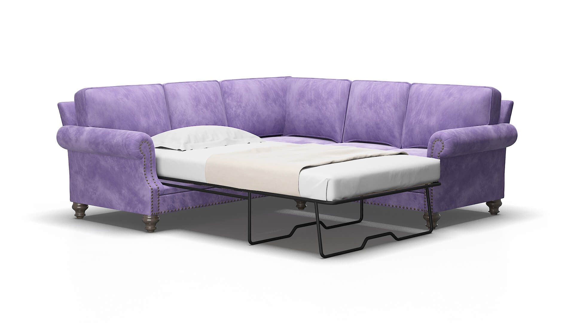 Rotterdam Royale lavender Sectional sleeper Espresso Legs  2