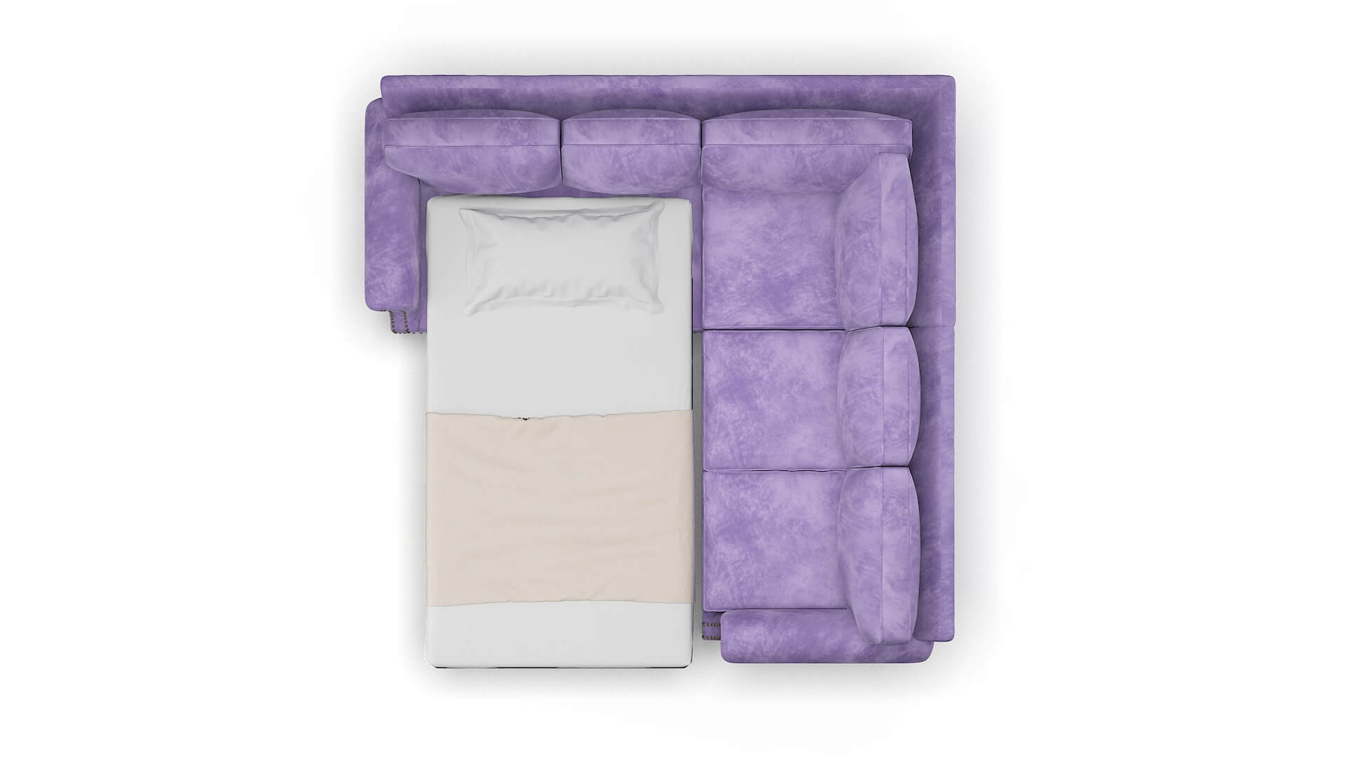 Rotterdam Royale Lavender Sectional Sleeper Espresso legs 3