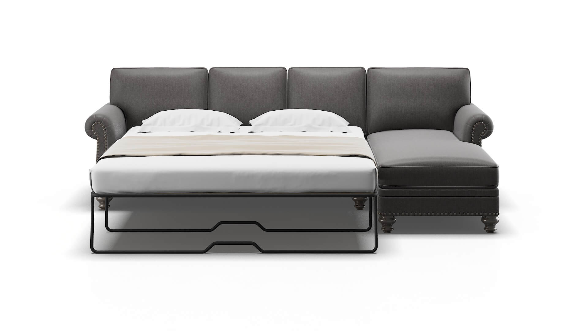 Rotterdam Sasha Grey Panel Sleeper Espresso legs 1