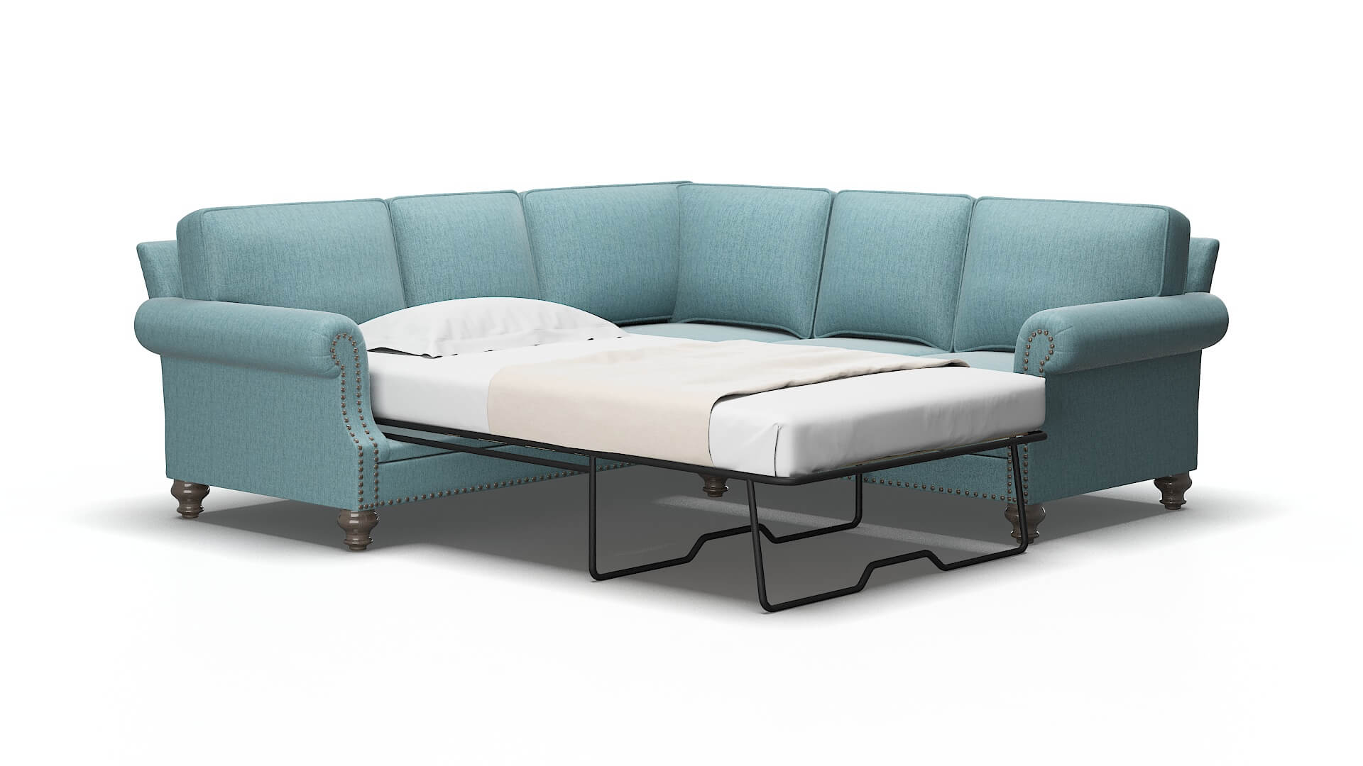 Rotterdam Sasha teal Sectional sleeper Espresso Legs  2