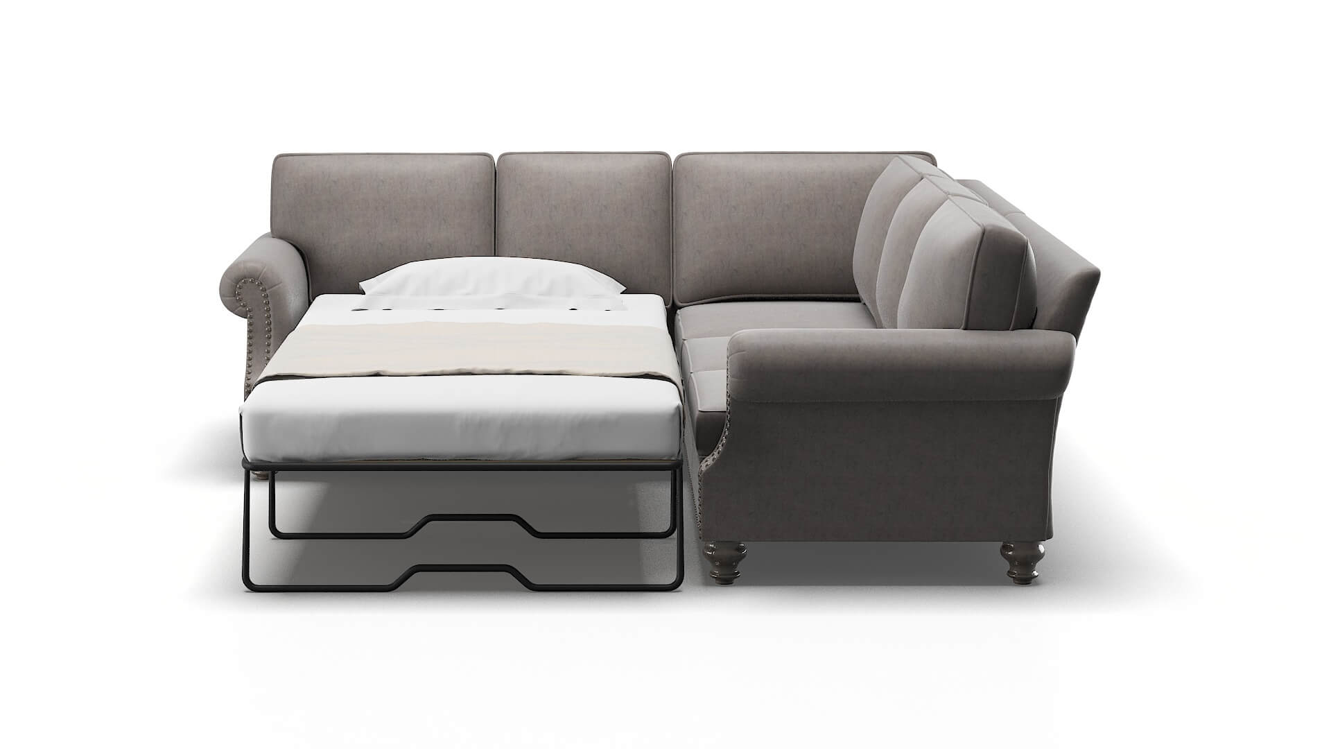 Rotterdam Suave Slate Sectional Sleeper Espresso legs 1